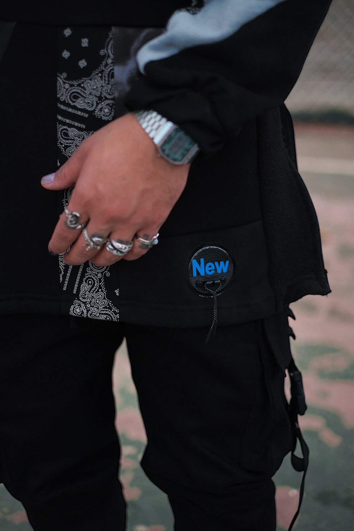 808 Patchwork Fermuar Yırtmaç Oversize Sweatshirt 3