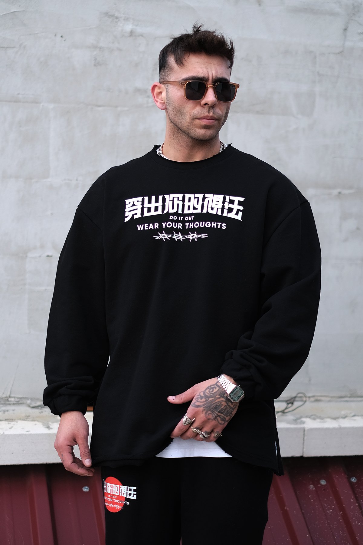 808 Wear Sırt Baskılı Fermuar Detay Oversize Sweatshirt 