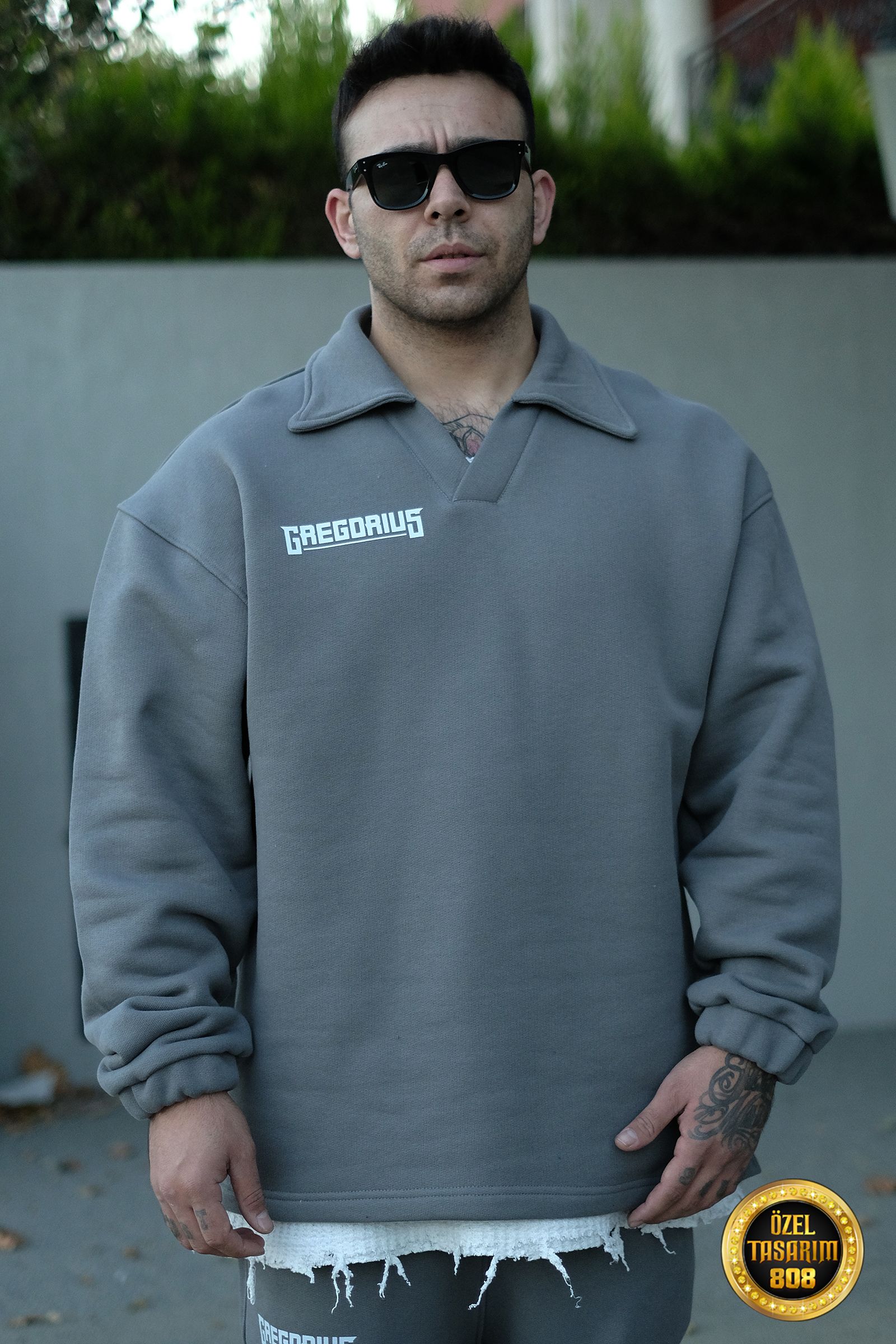 808 Gregorius Baskılı Oversize Yakalı Sweatshirt