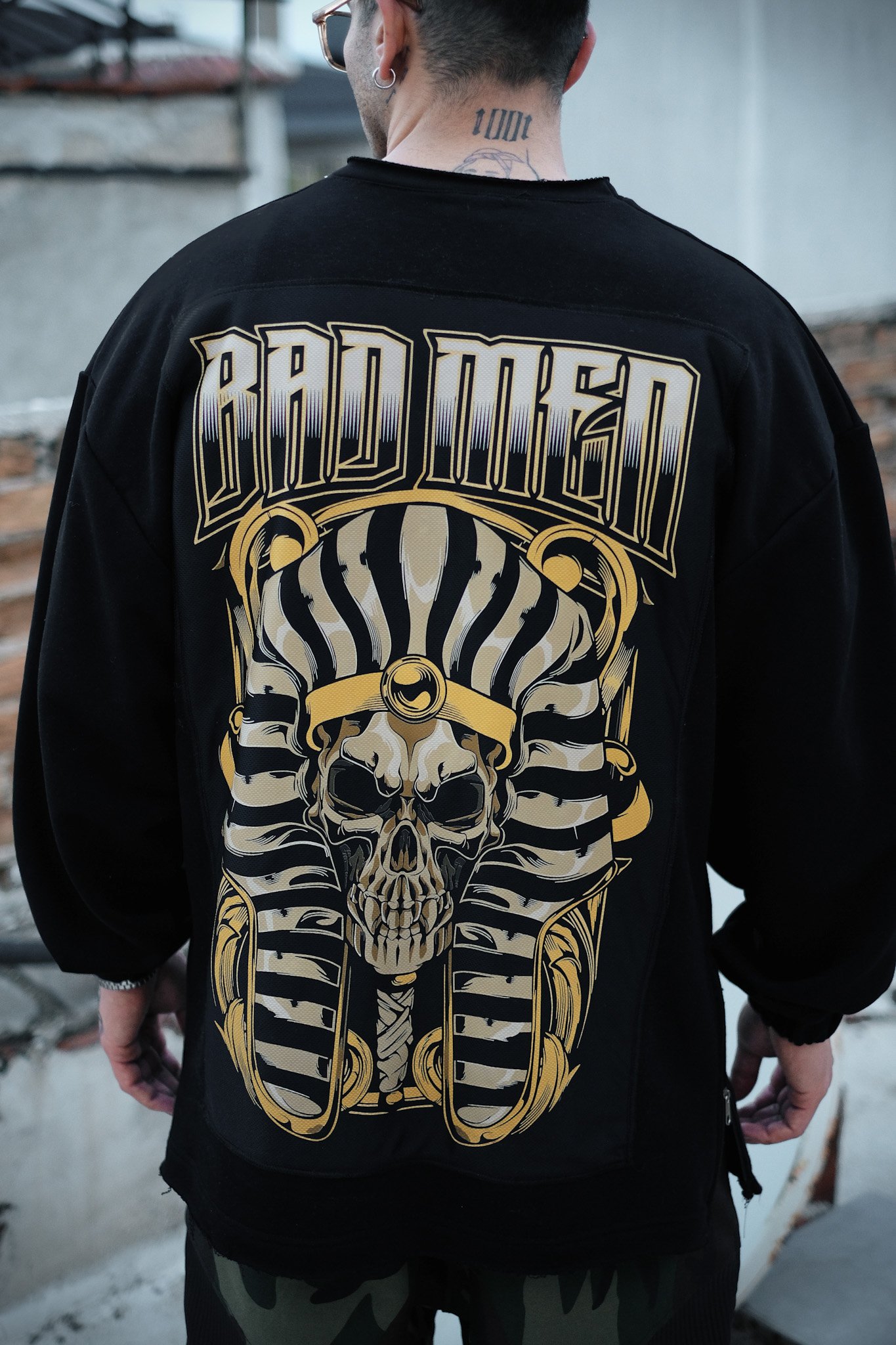 808 ''Bad Men'' Baskılı Fermuar Yırtmaç Oversize Sweatshirt