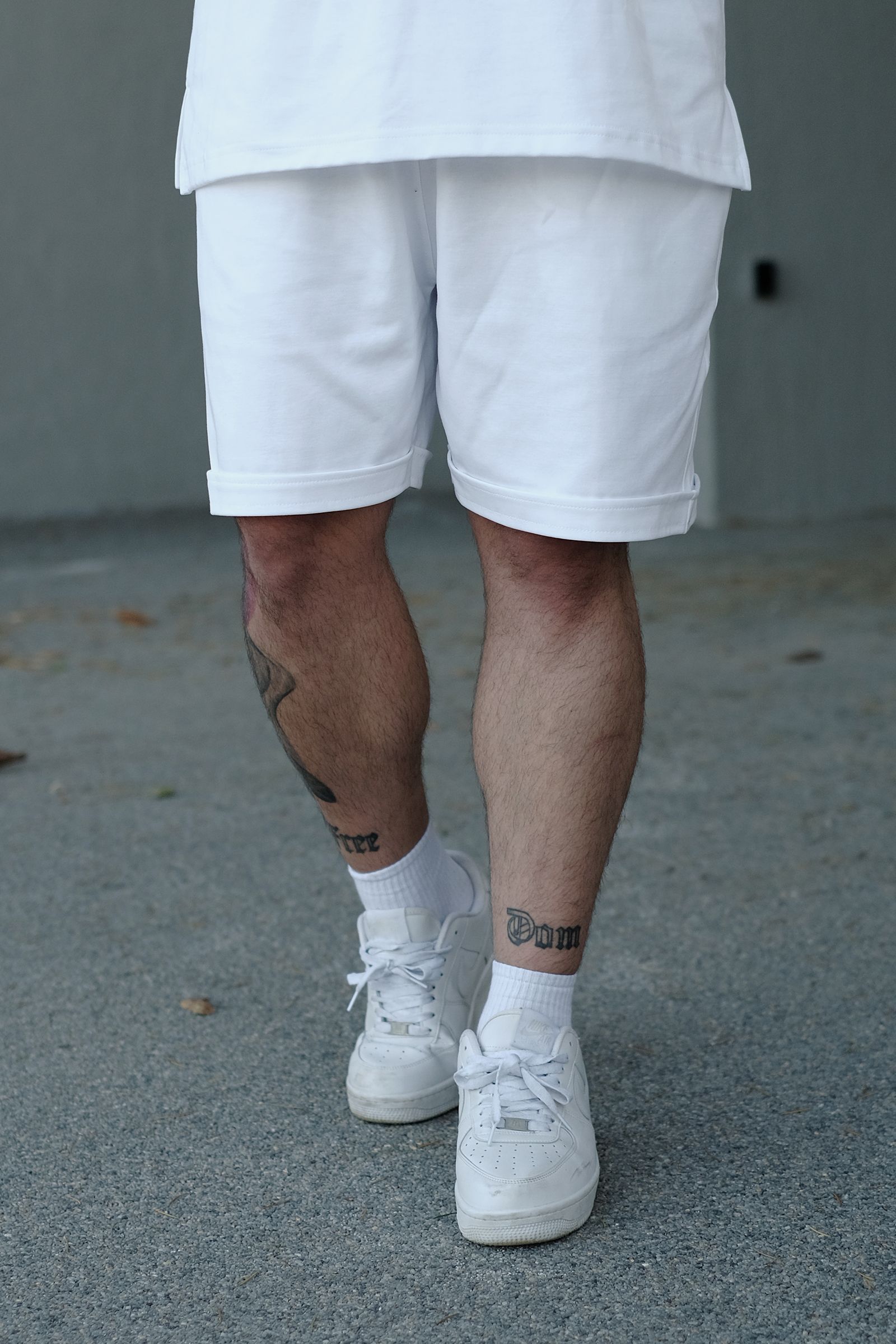 808 Basic Oversize Tok Şort - Beyaz