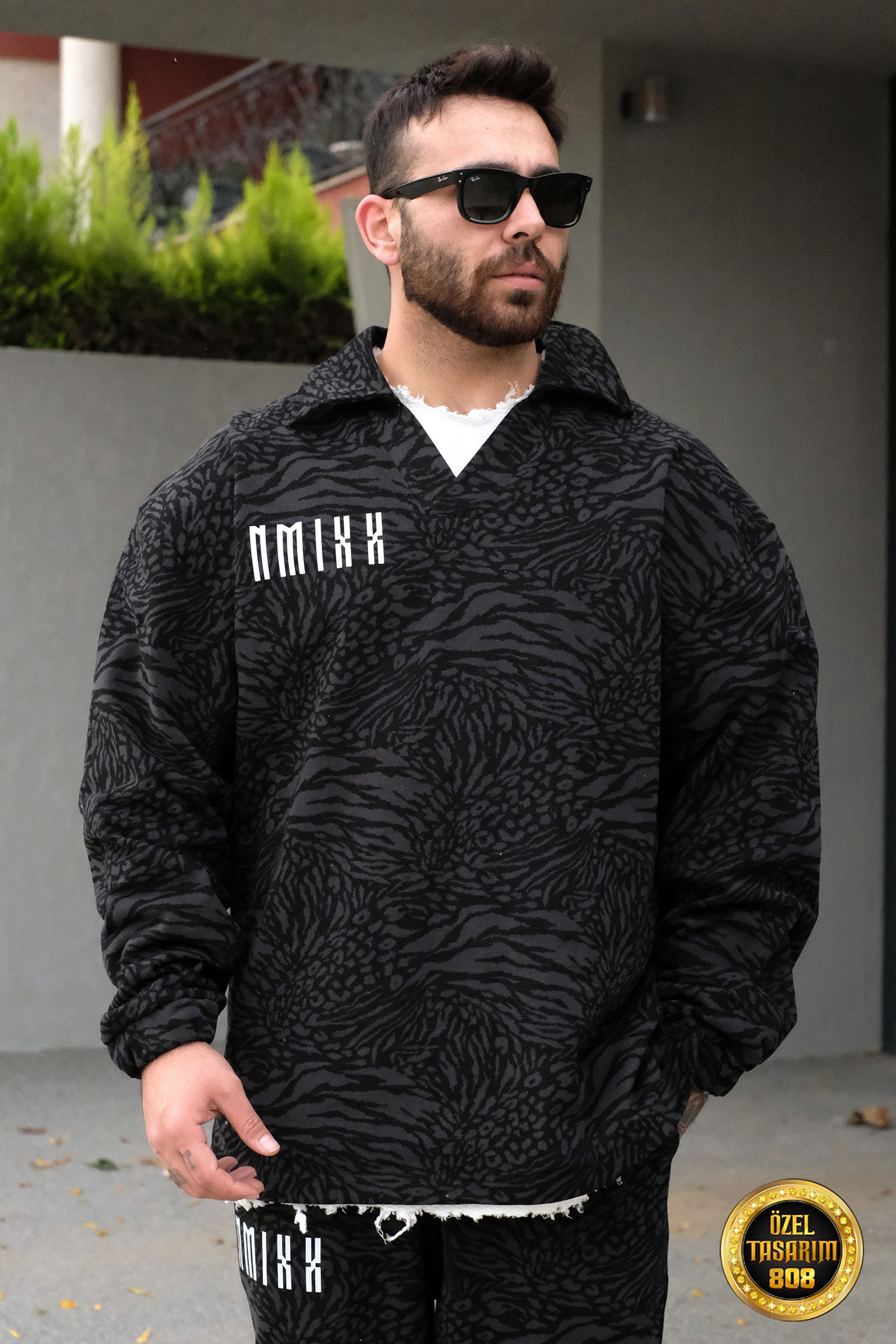 808 NMXX Baskılı Özel Tasarım Desenli Oversize Sweatshirt