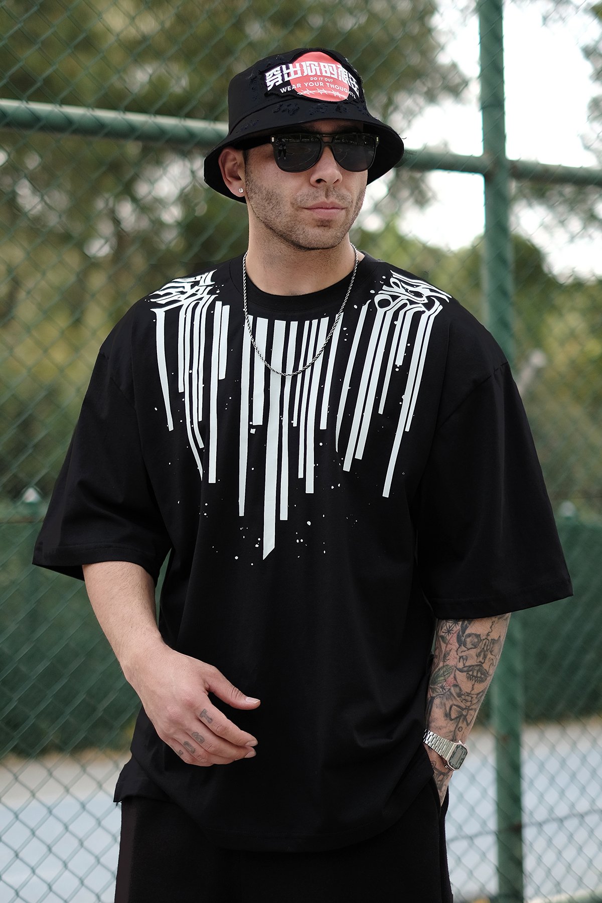 808 Drippin Baskılı Oversize Tişört