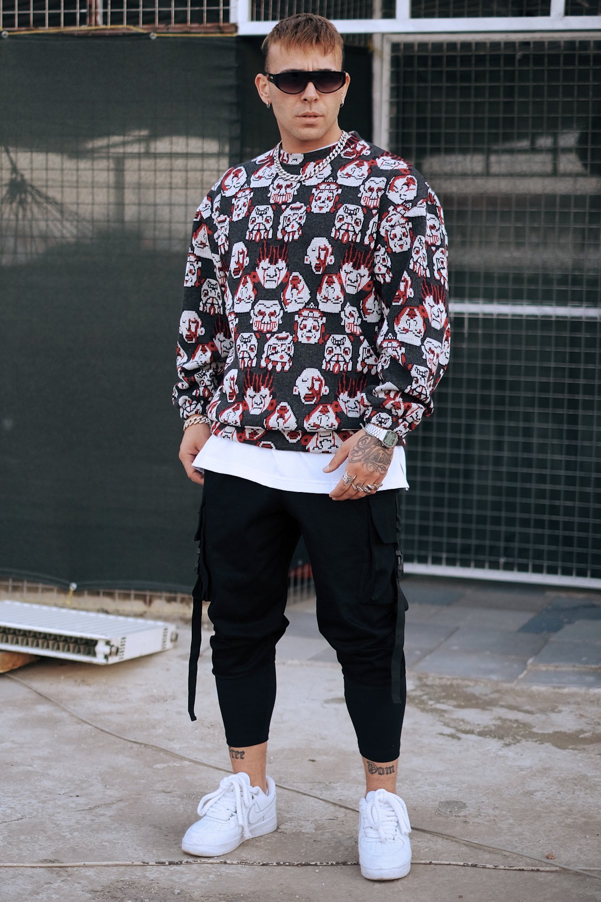 808 Maske Desen Oversize Sweatshirt