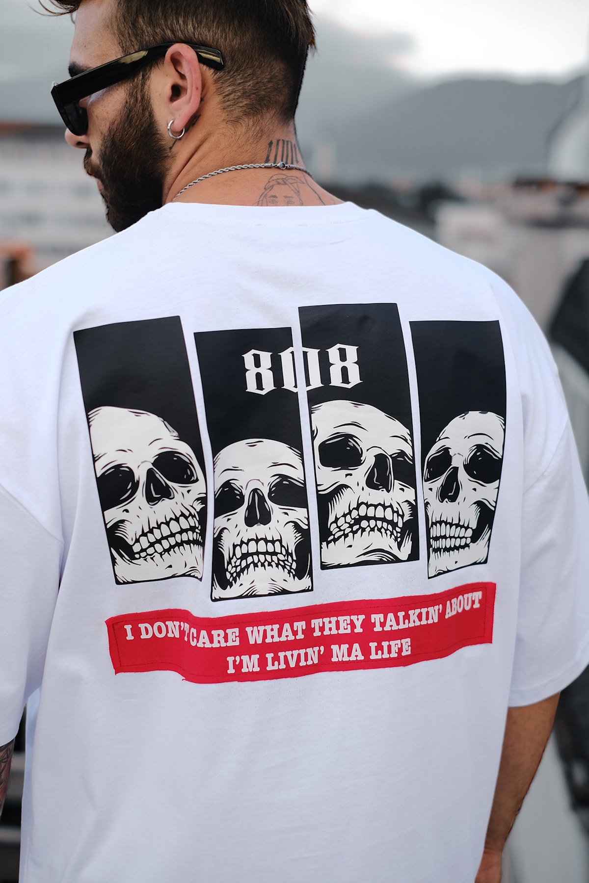 808 DRXGS Sırt ve Kol Baskılı Oversize Tişört