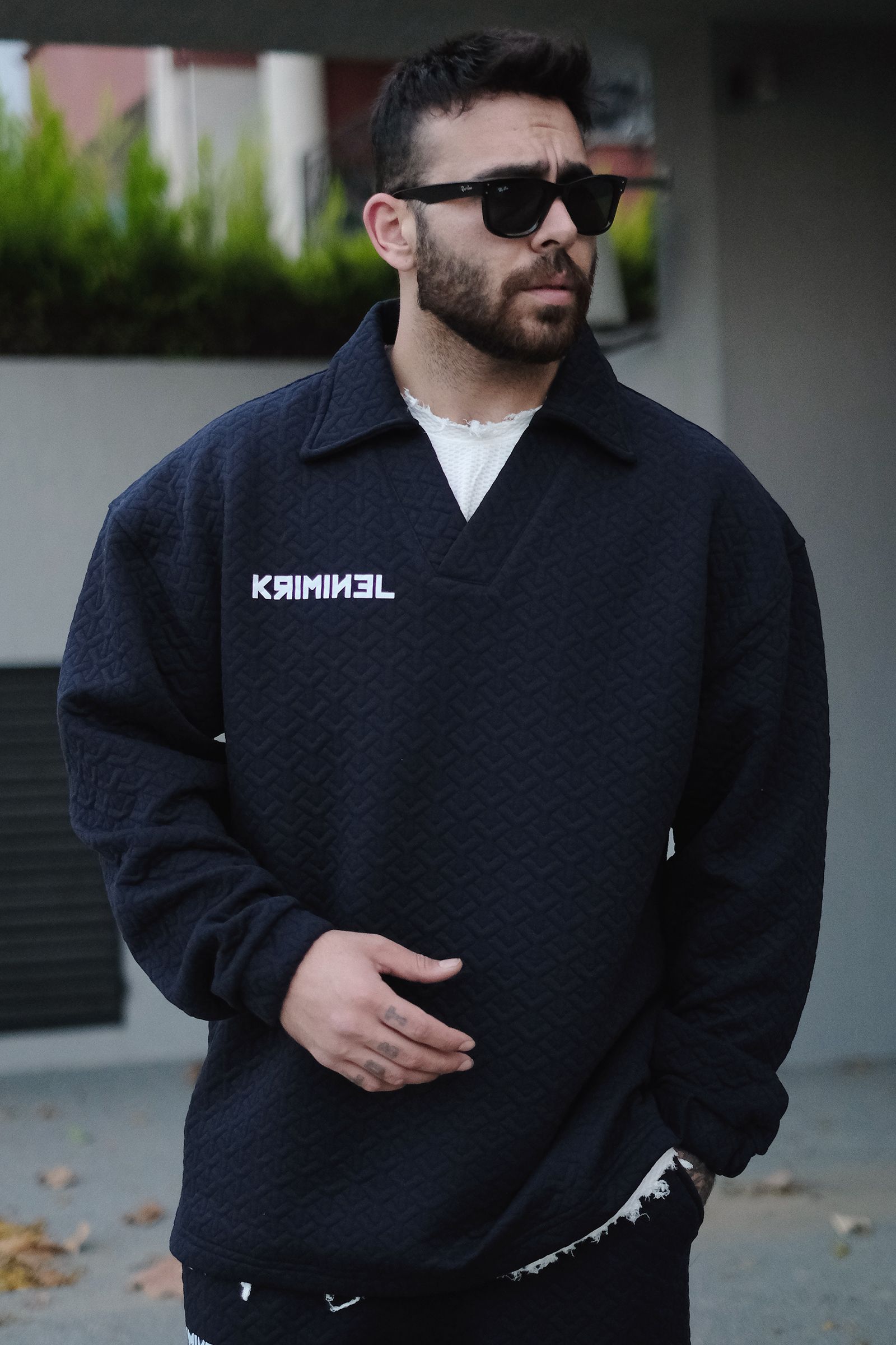 808 Kriminel Baskılı Özel Tasarım Oversize Yakalı Sweatshirt