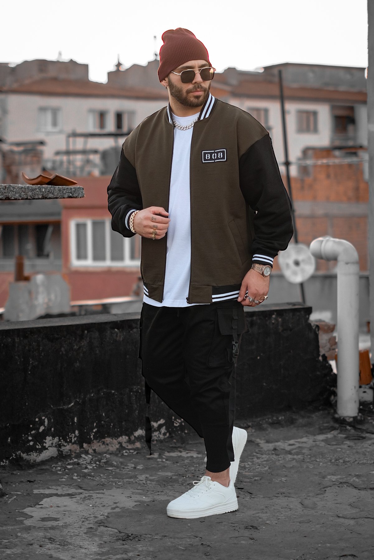 808 Kontrast Oversize Kolej Ceket