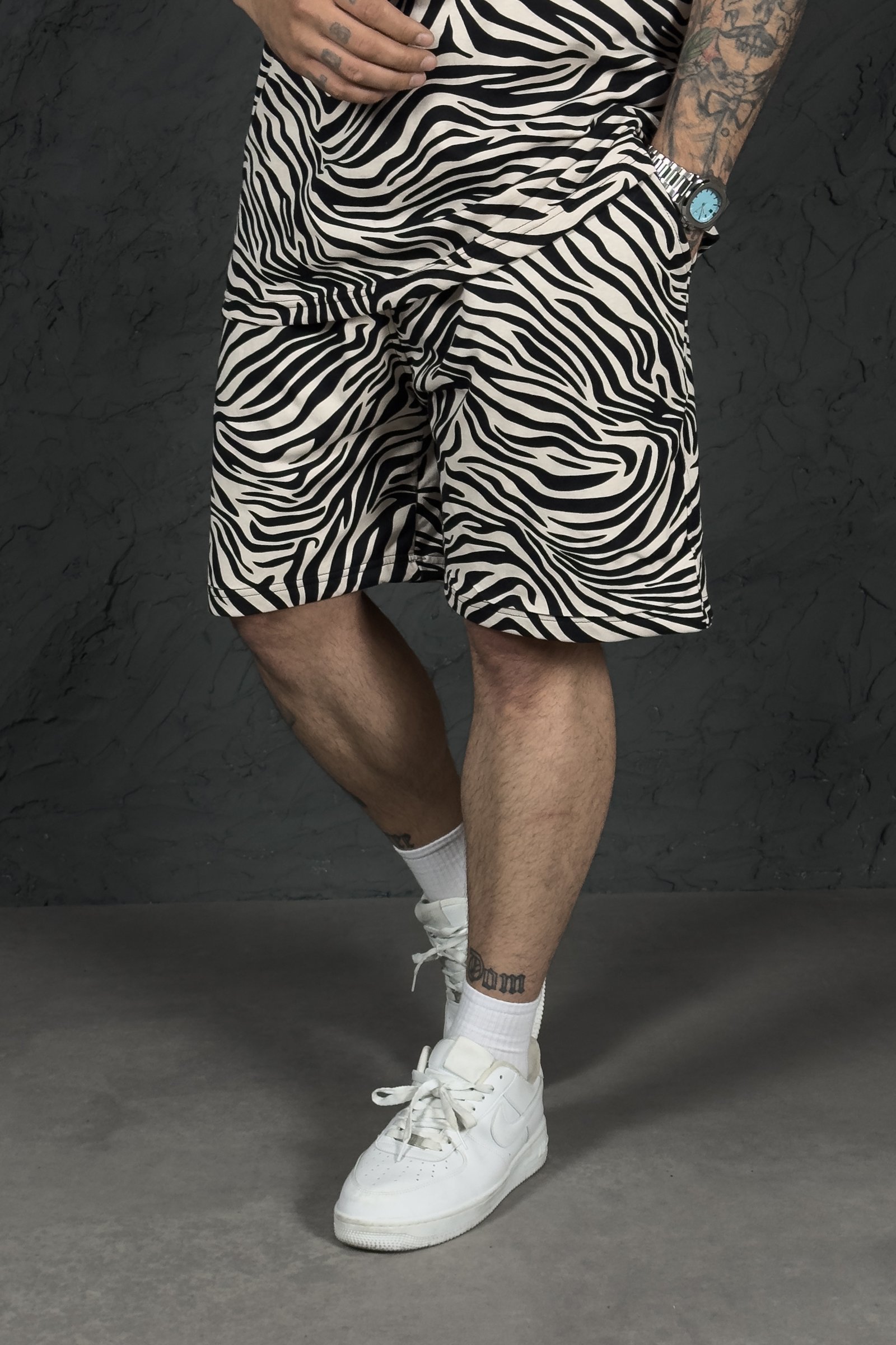 808 Zebra Desen Oversize Şort