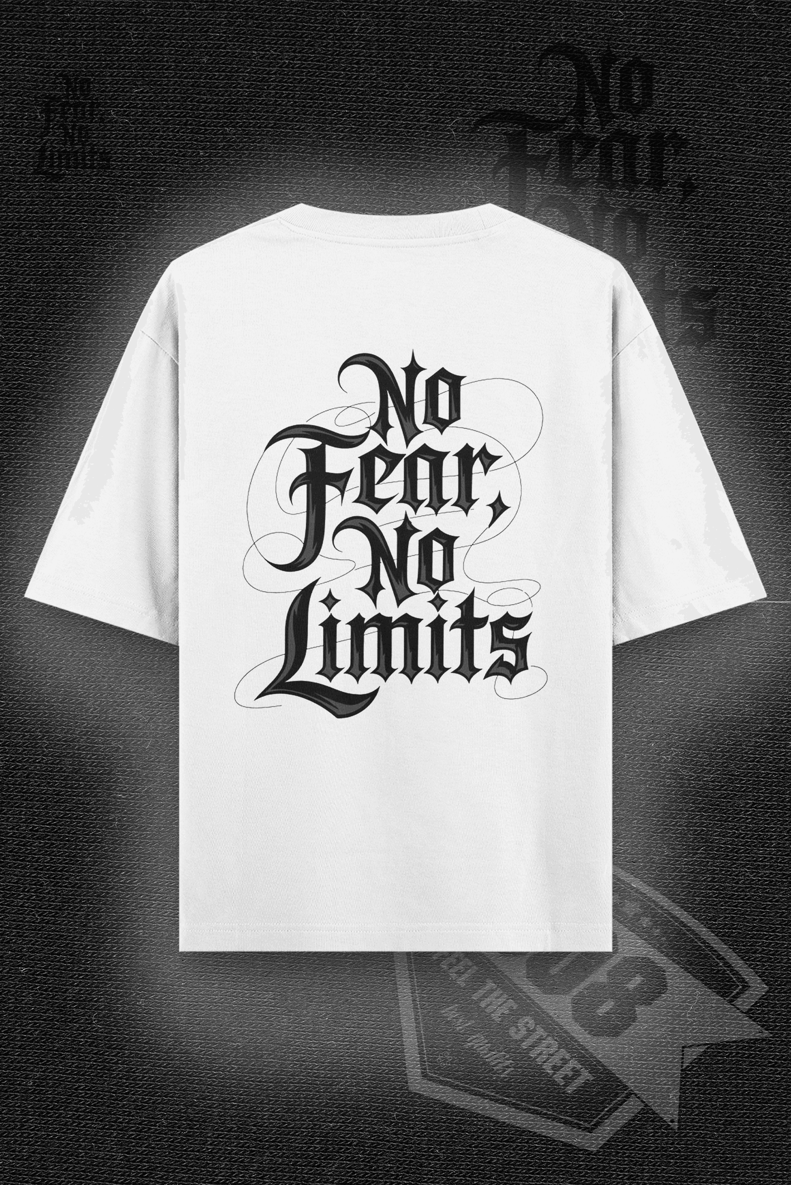 808 No Fear Baskılı Oversize Tişört - Beyaz