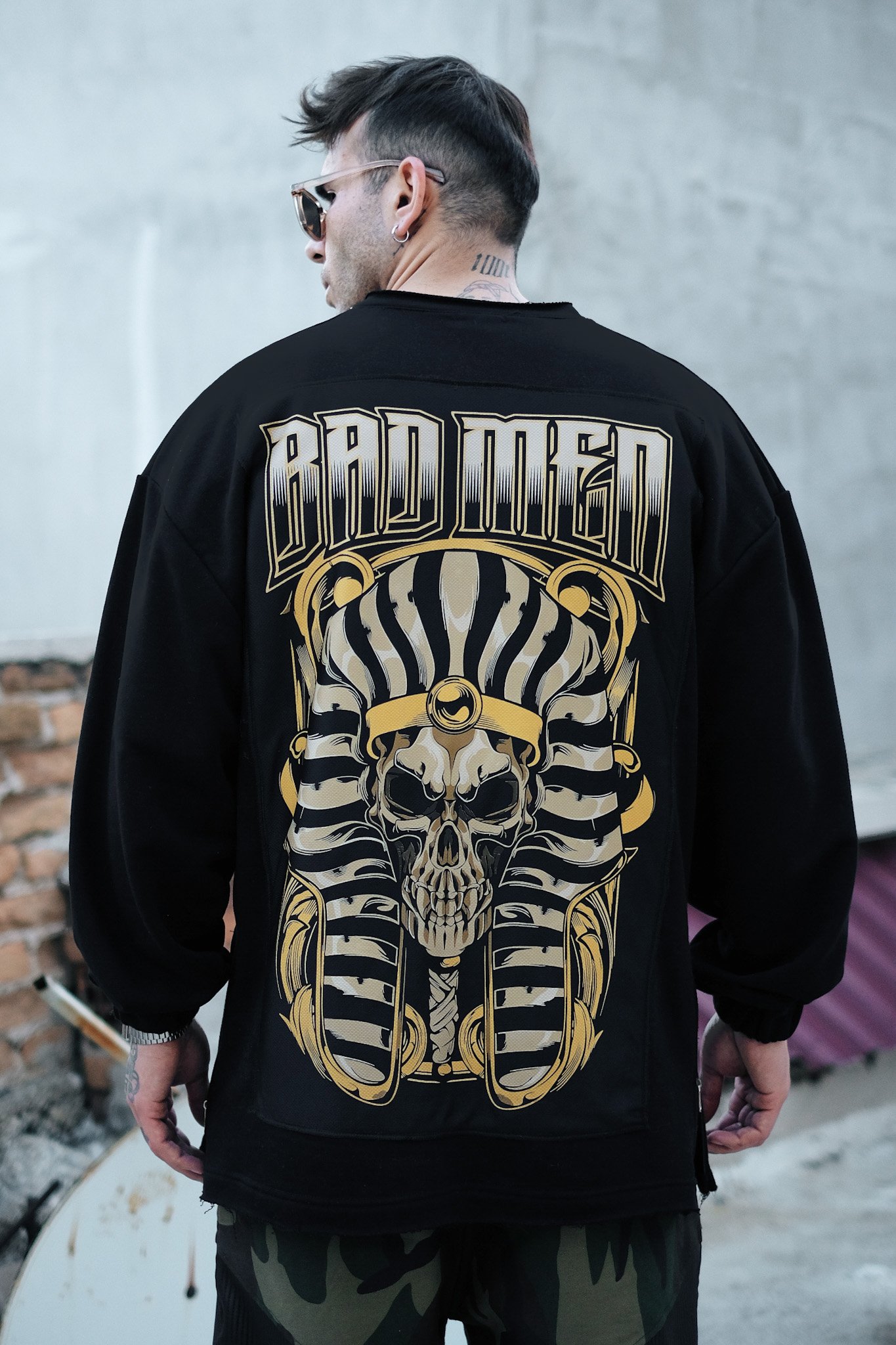 808 ''Bad Men'' Baskılı Fermuar Yırtmaç Oversize Sweatshirt