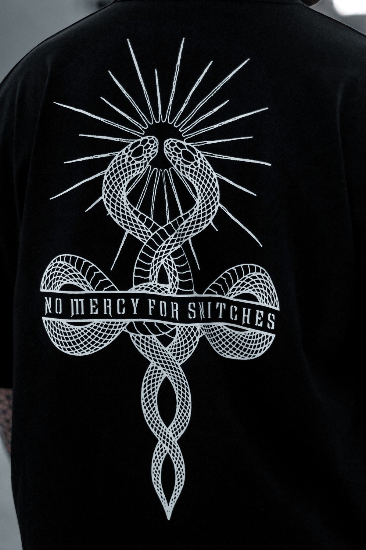 808 '' No Mercy'' Baskılı Oversize Tişört