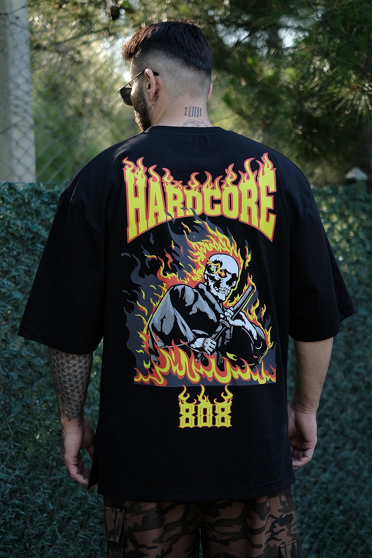 808 Hardcore Sırt Baskılı Oversize Tişört