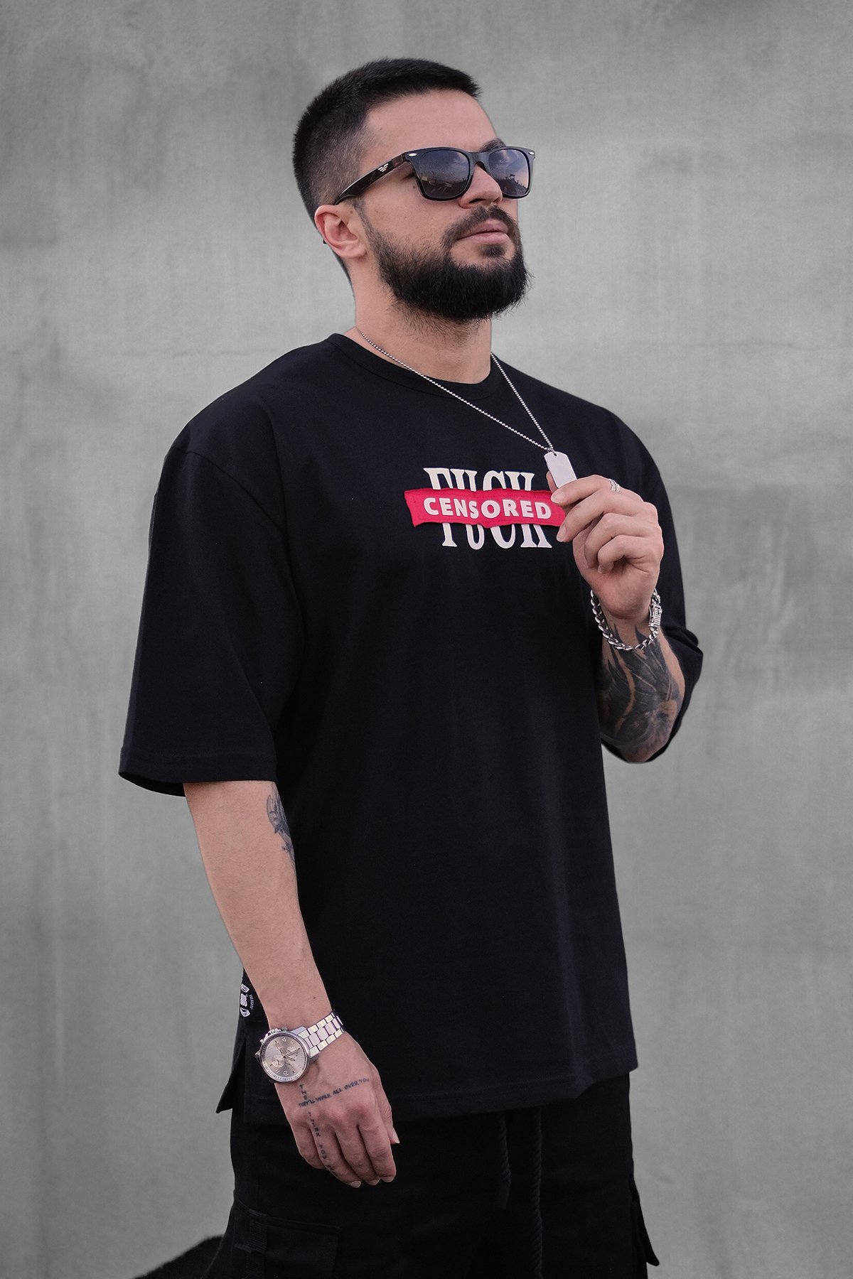 808 Cencored Baskılı Oversize Tişört