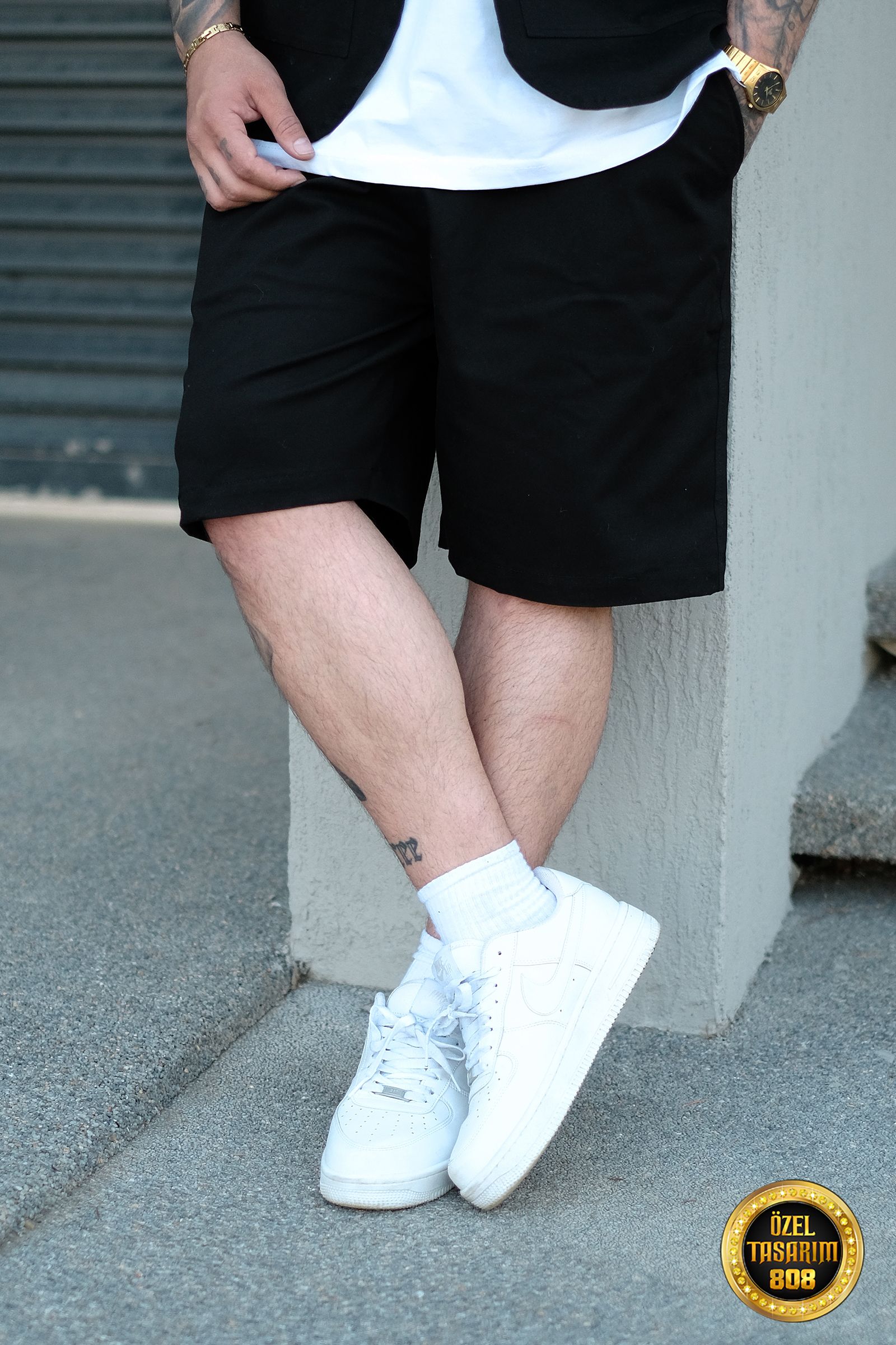 808 Oversize Basic Şort - Siyah