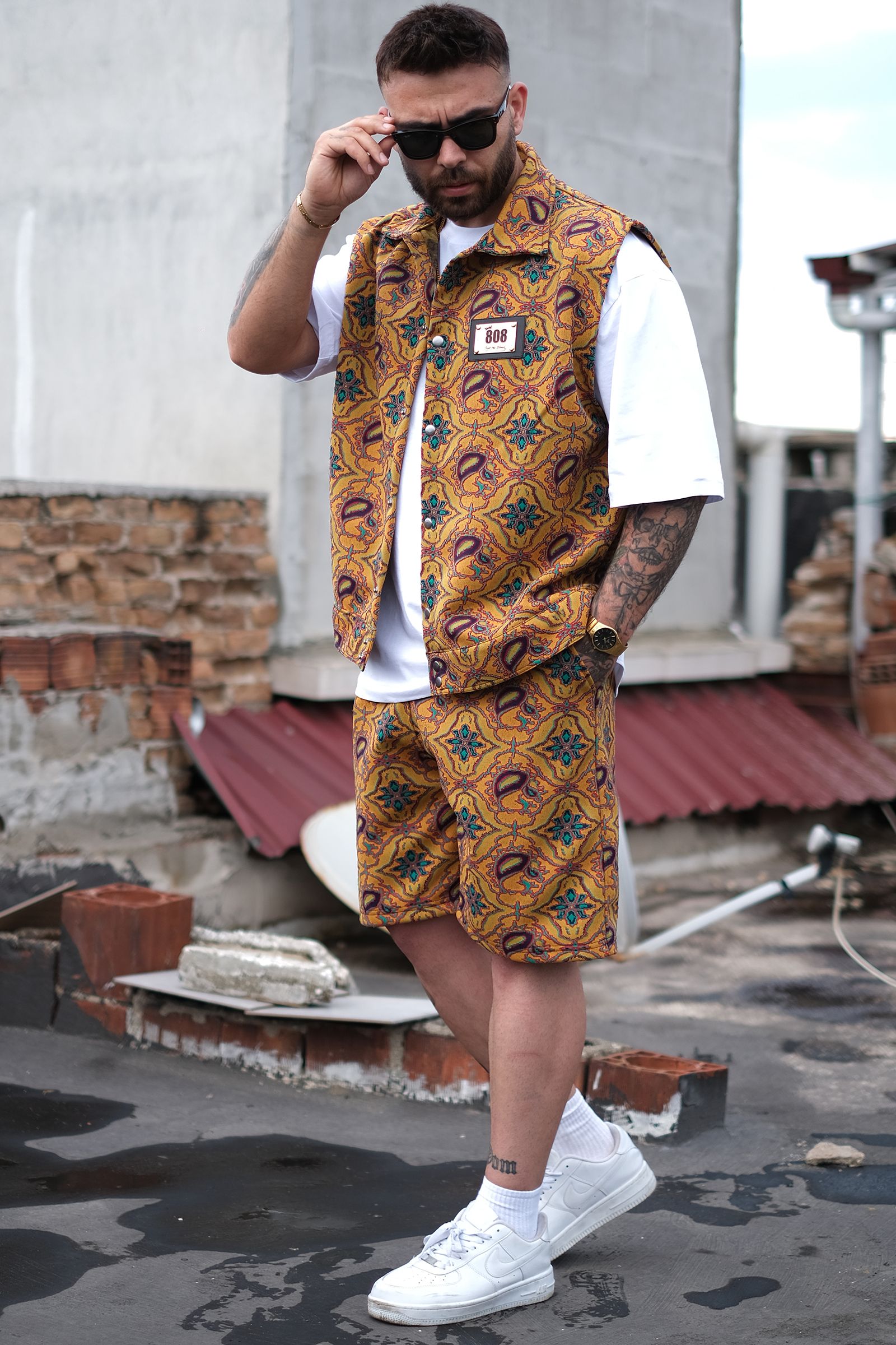808 Tribal Desen Dokulu Yelek