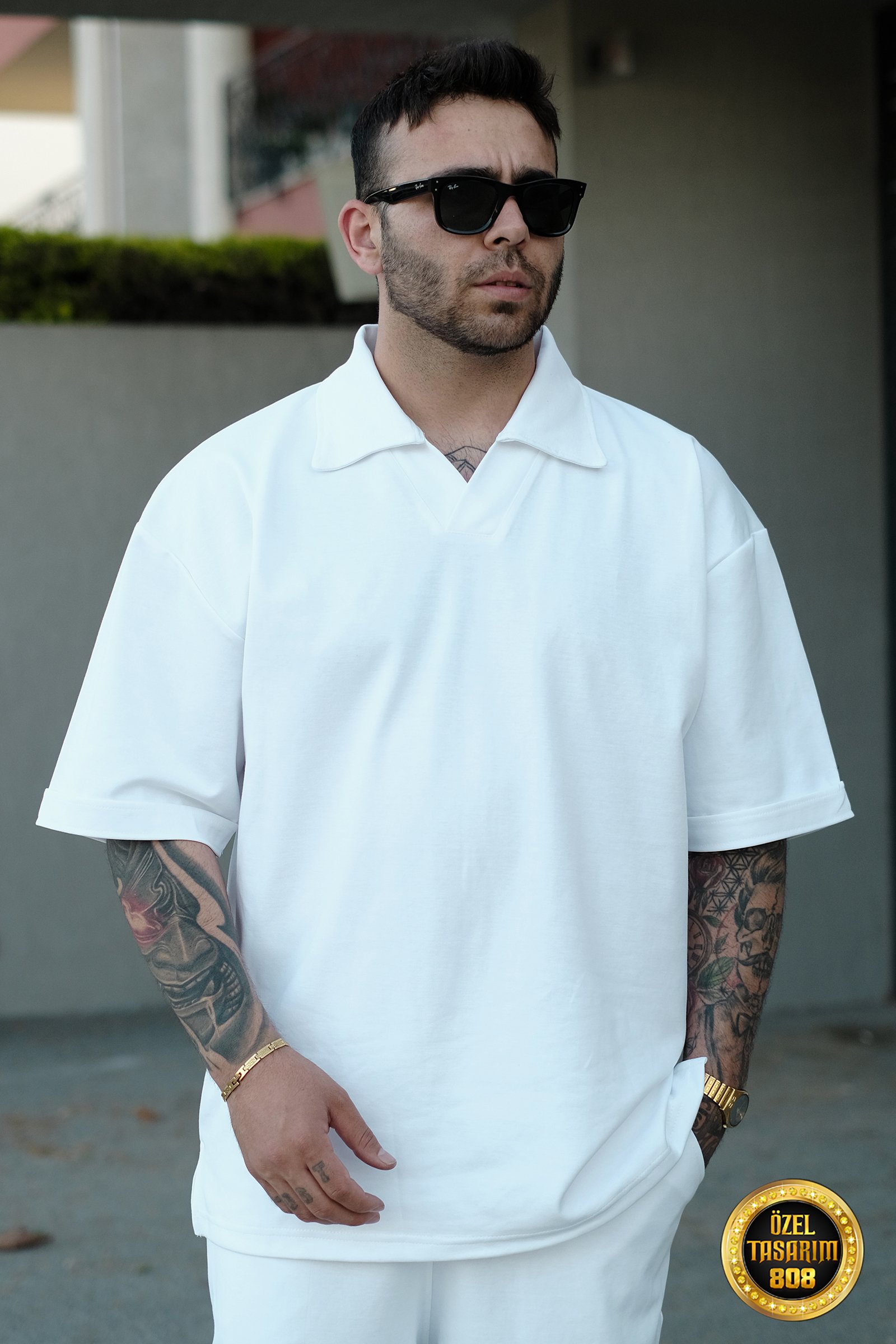 808 Yakalı Oversize Basic Tok Tişört