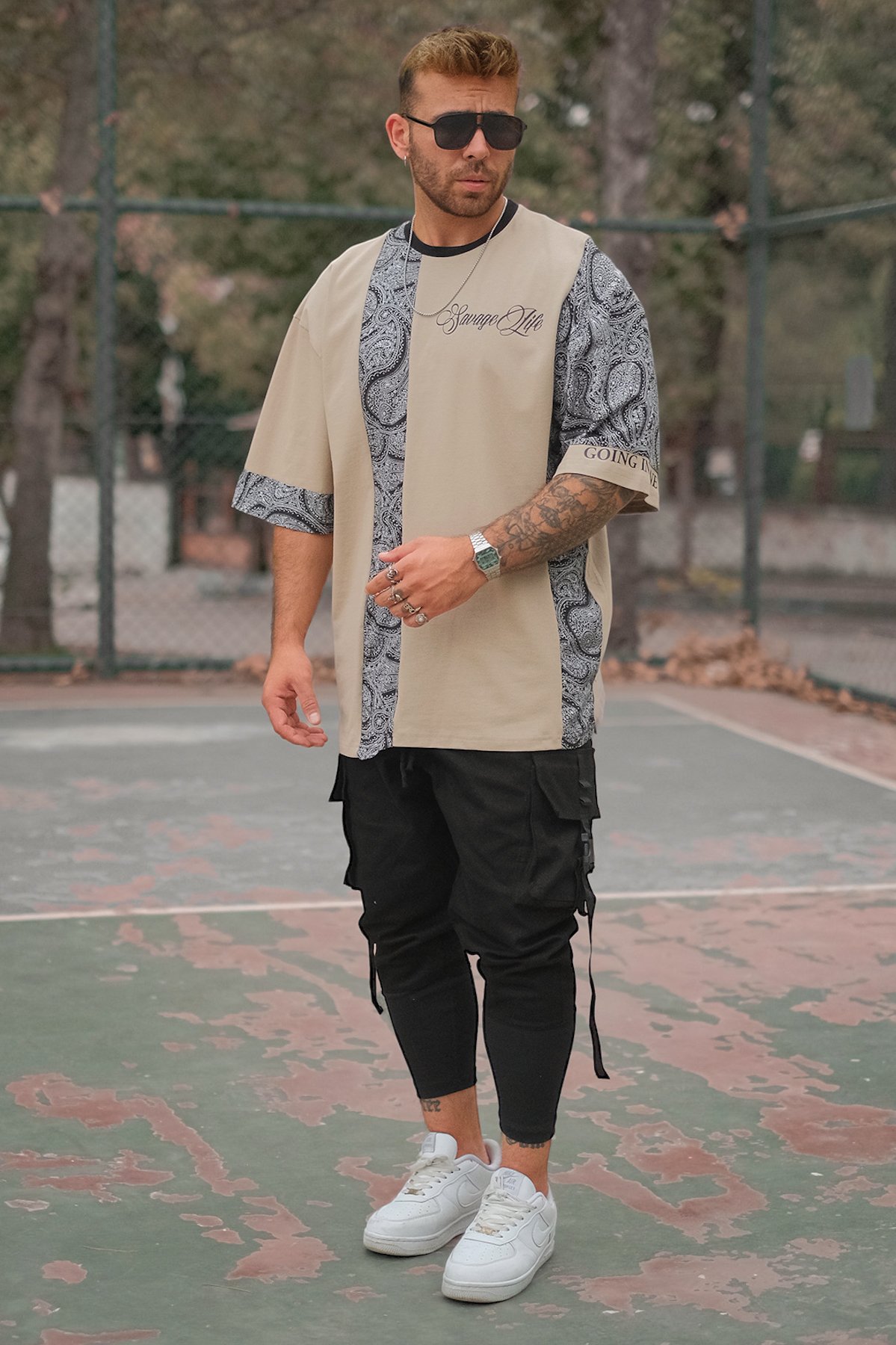 808 Kontrast Baskılı Oversize Tişört