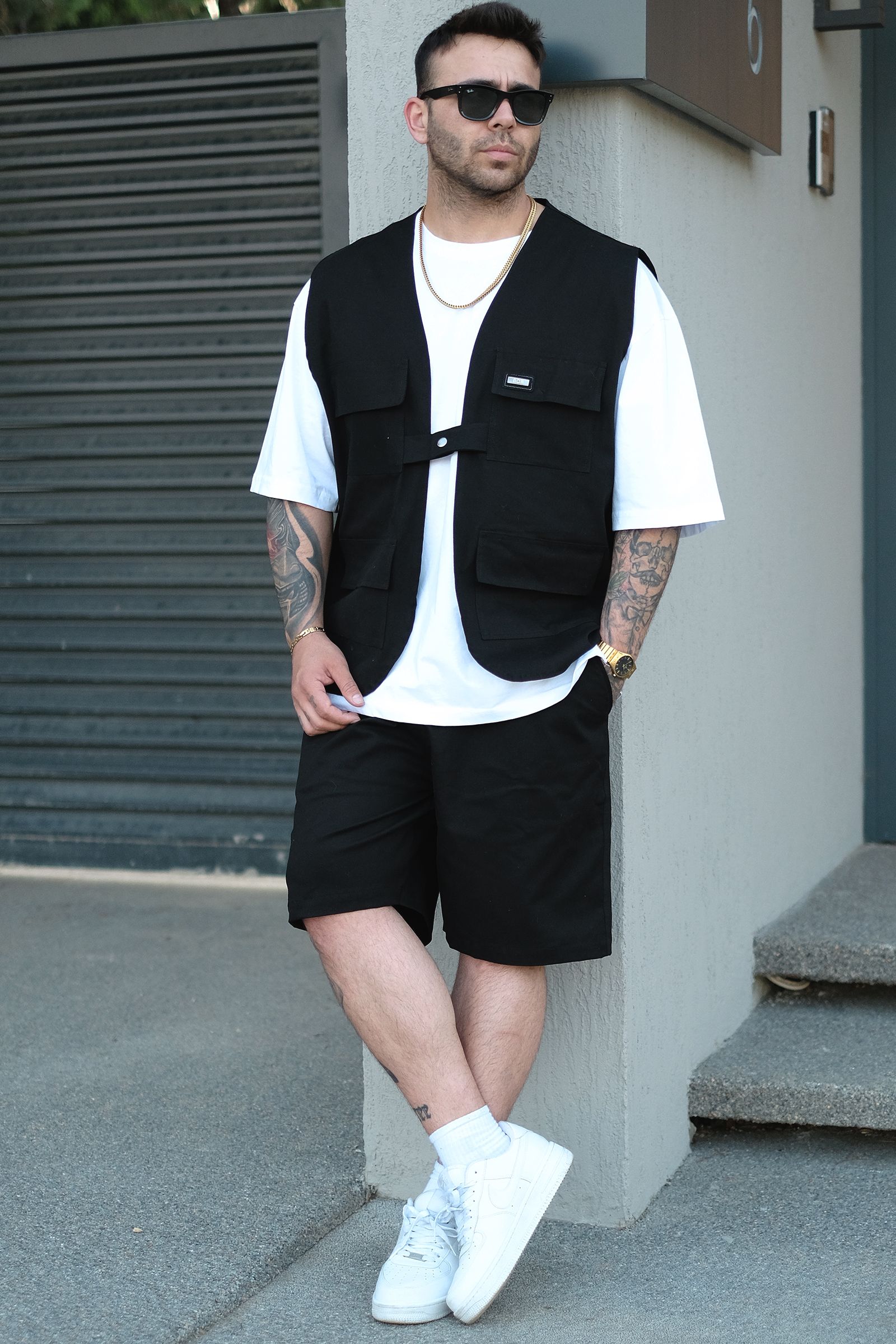 808 Oversize Tek Düğme Takım (Yelek + Şort)