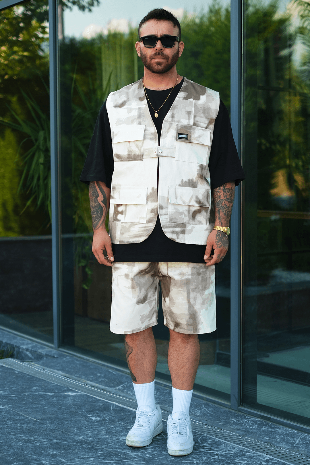 808 Kum Fırtınası Desen Oversize Şort