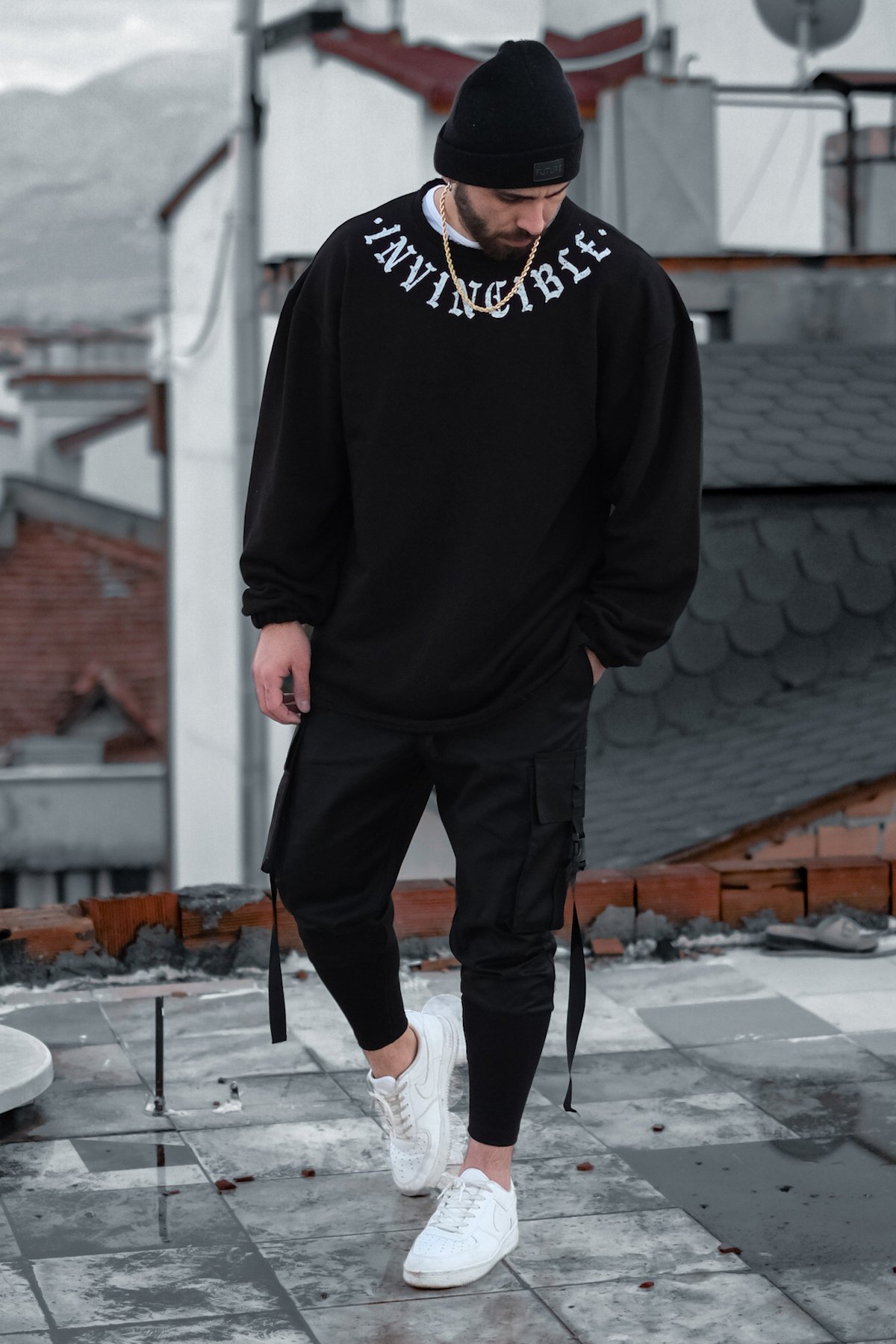 808 “Invıncıble” Baskılı Oversize Sweatshırt