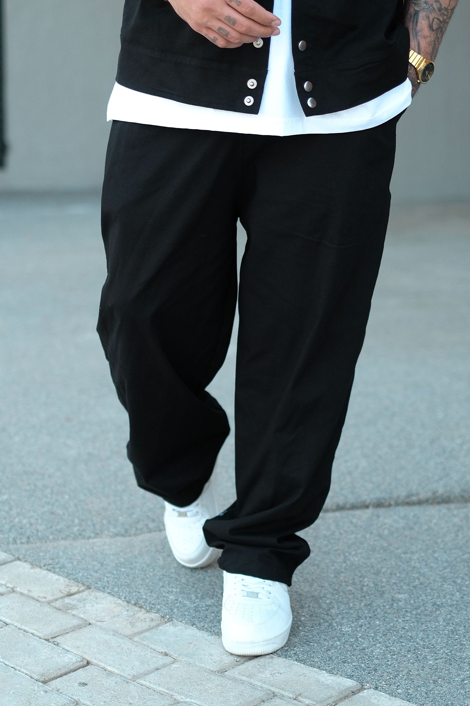 808 Oversize Baggy Basic Pantolon - Siyah