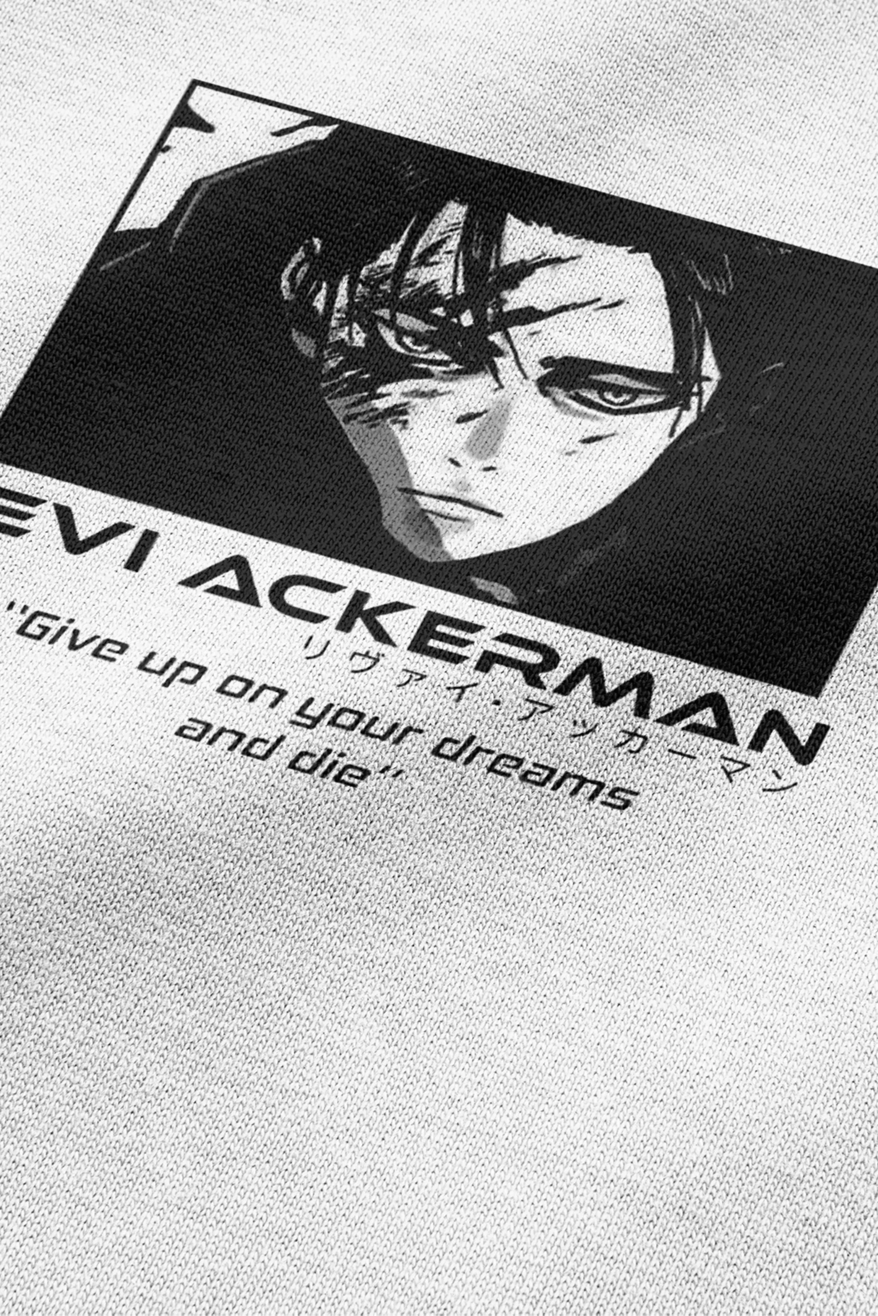 808 " Levi Ackerman " Baskılı Oversize Tişört
