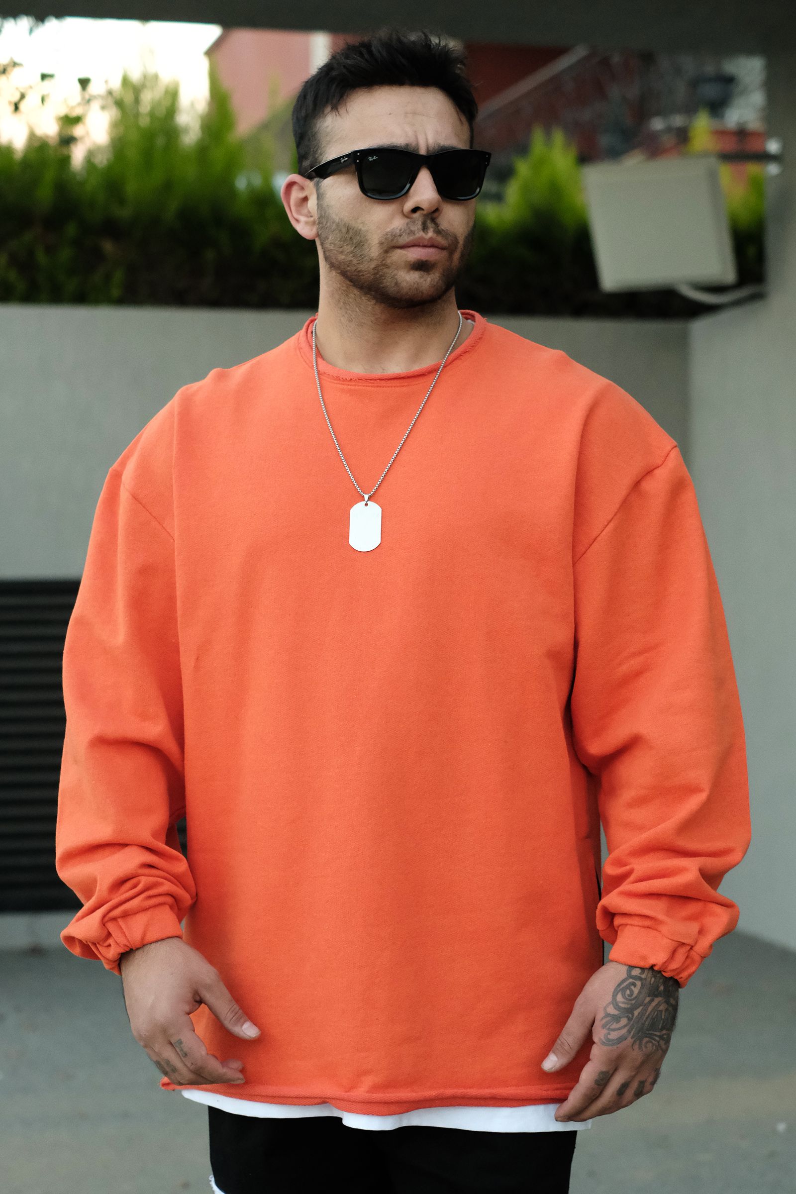 808 Basic Oversize Fermuar Yırtmaç Sweatshirt