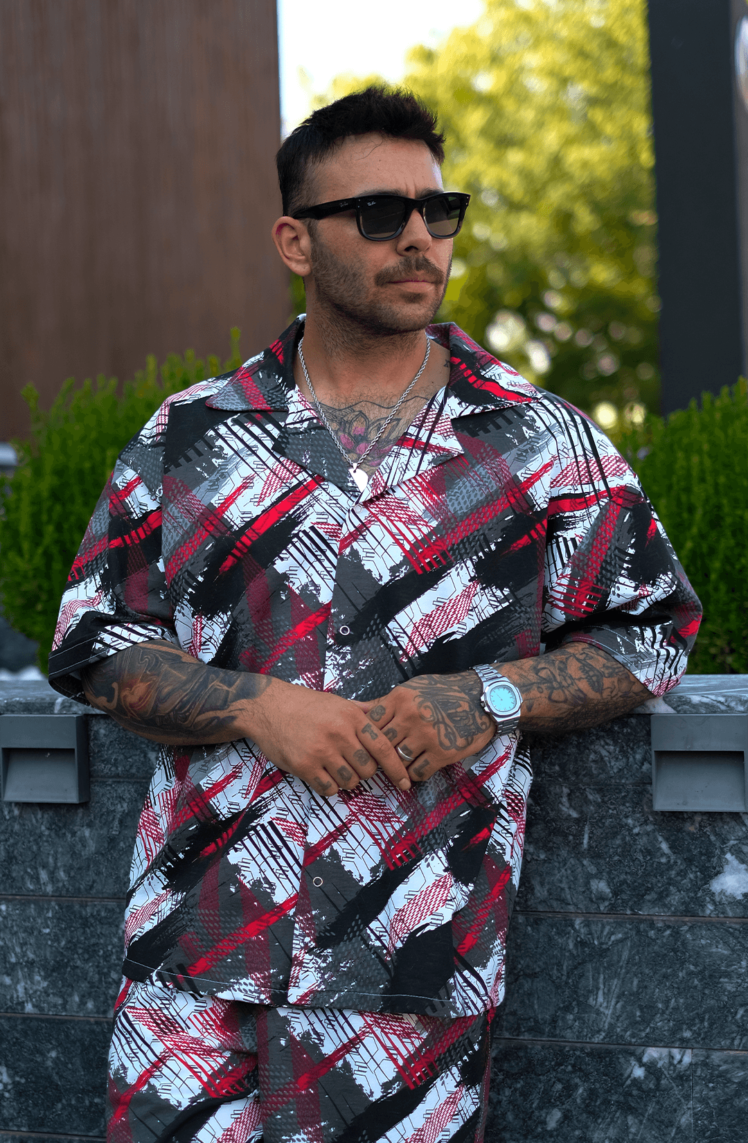 808 NextGen Desen V Yaka Tok Oversize Gömlek
