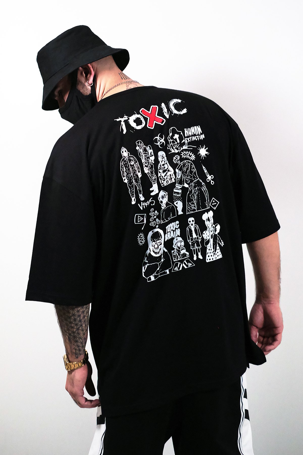 808 '' Toxic '' Baskılı Oversize Tişört