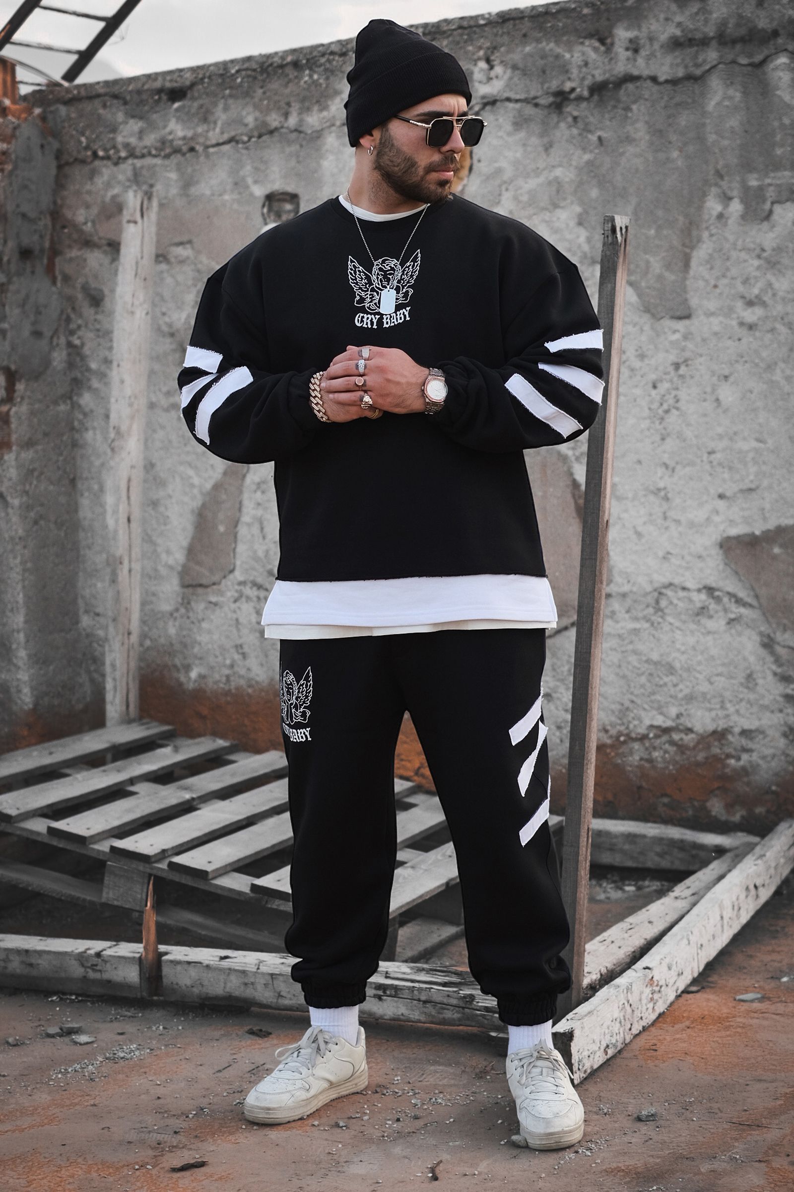 808 Bless Baskılı Oversize Jogger