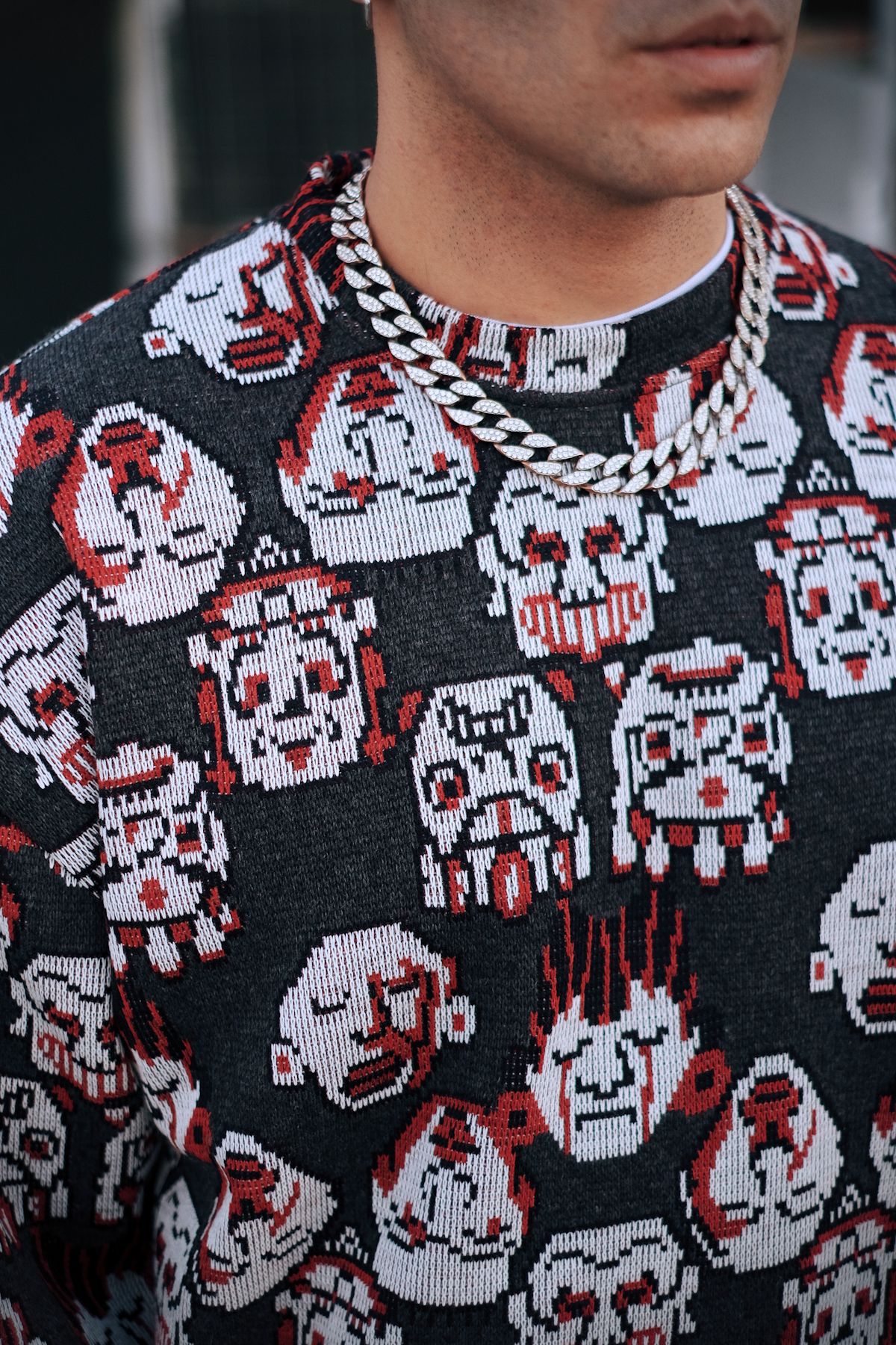 808 Maske Desen Oversize Sweatshirt