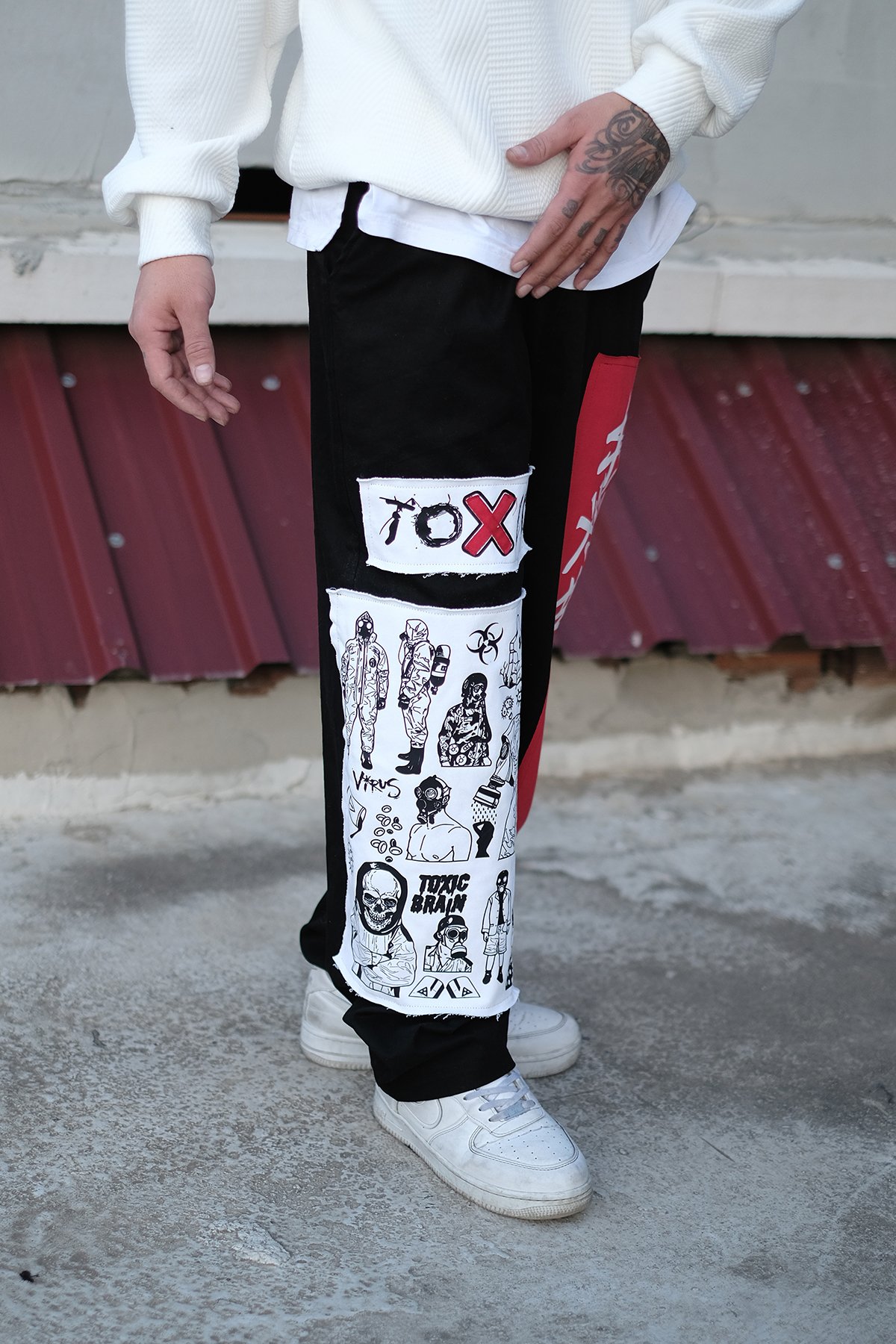 808 Toxic Baskılı Yama Detay Oversize Baggy Pantolon