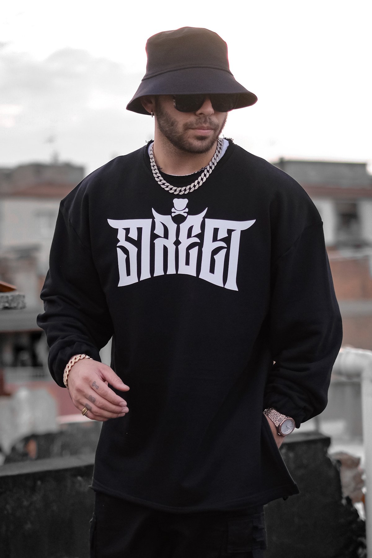 808 “Street Hustler” Fermuar Yırtmaçlı Oversıze Sweatshırt