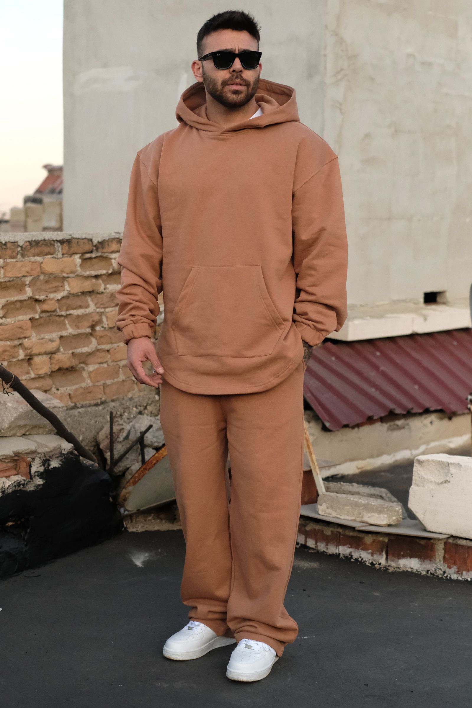 808 Oval Kesim Basic Oversize Takım - Camel