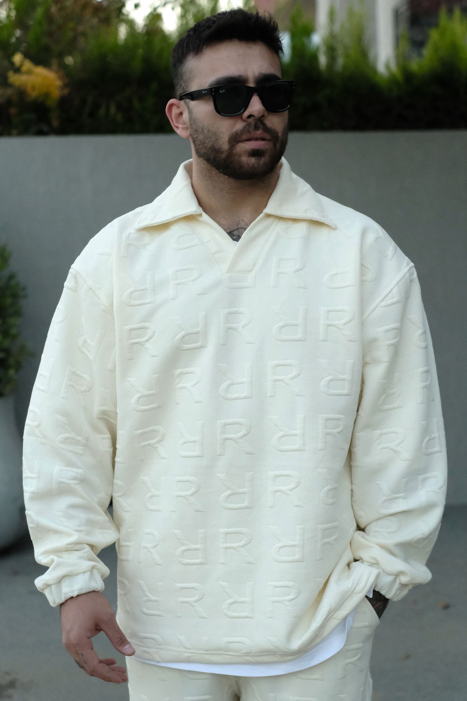 808 RR Dokulu Özel Tasarım Oversize Yakalı Sweatshirt