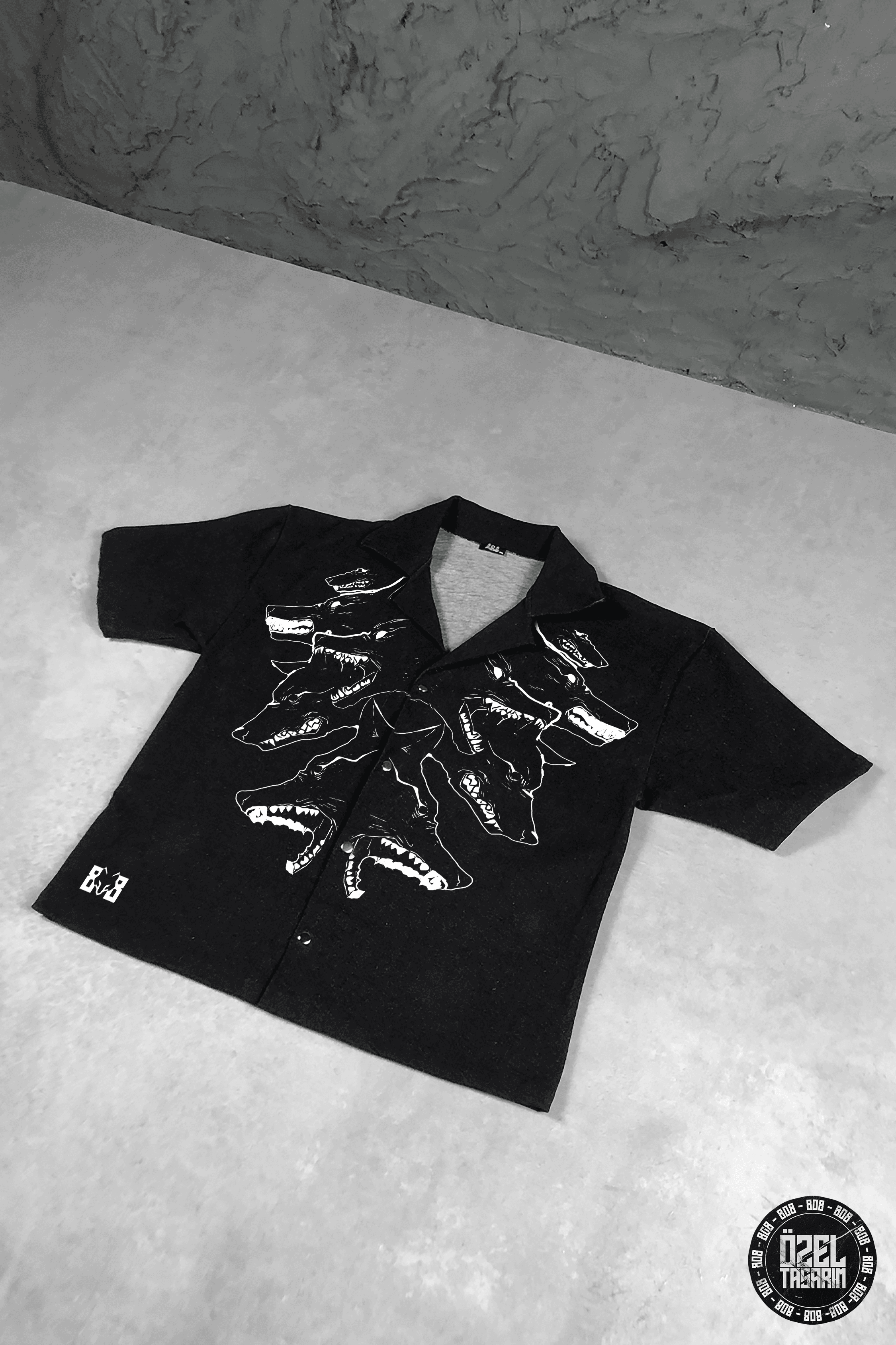 808 UNTAMED WOLF Yıkamalı Oversize Kalın Kot Takım ( Gömlek+Şort )