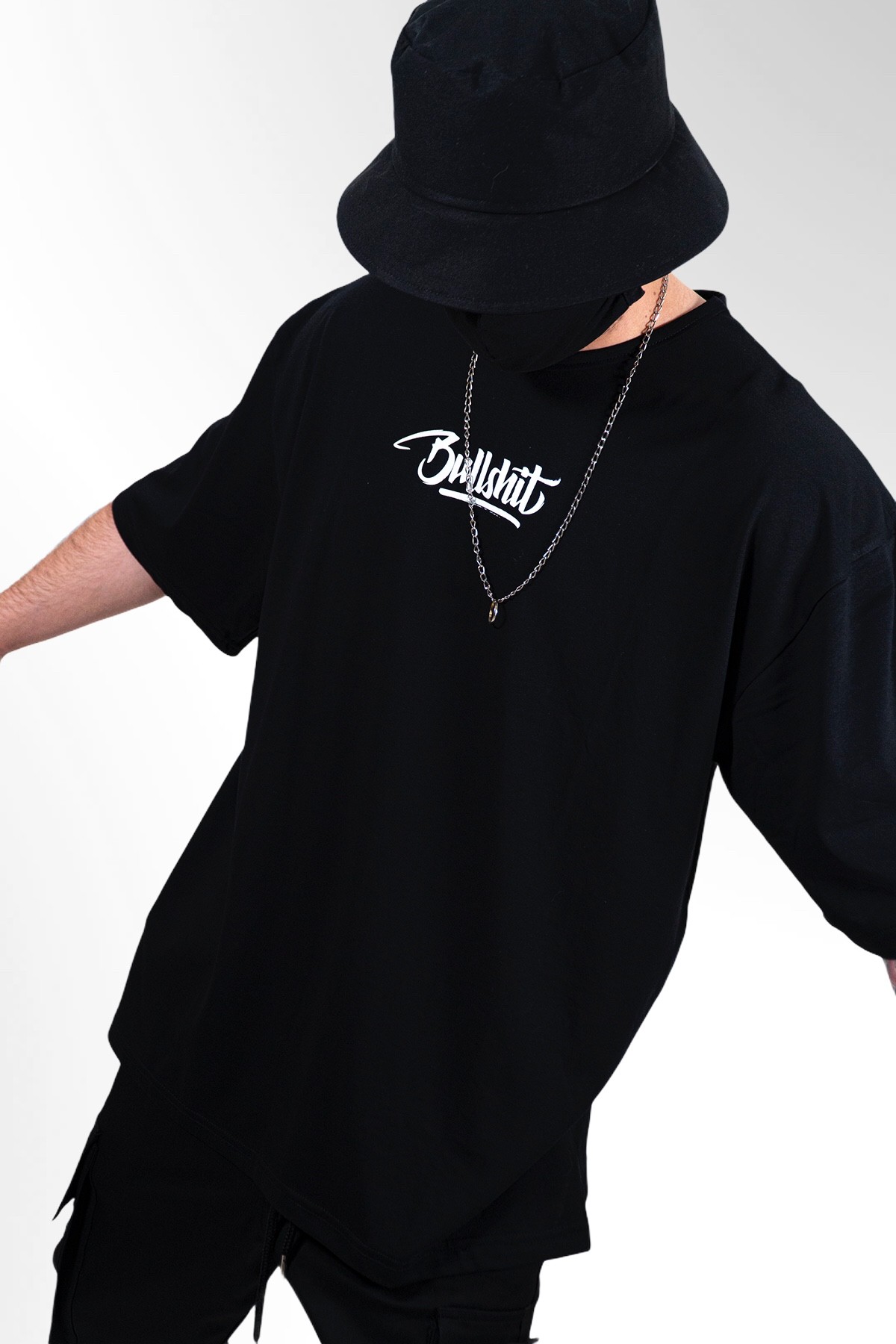 808 '' Bullshit '' Baskılı Oversize Tişört