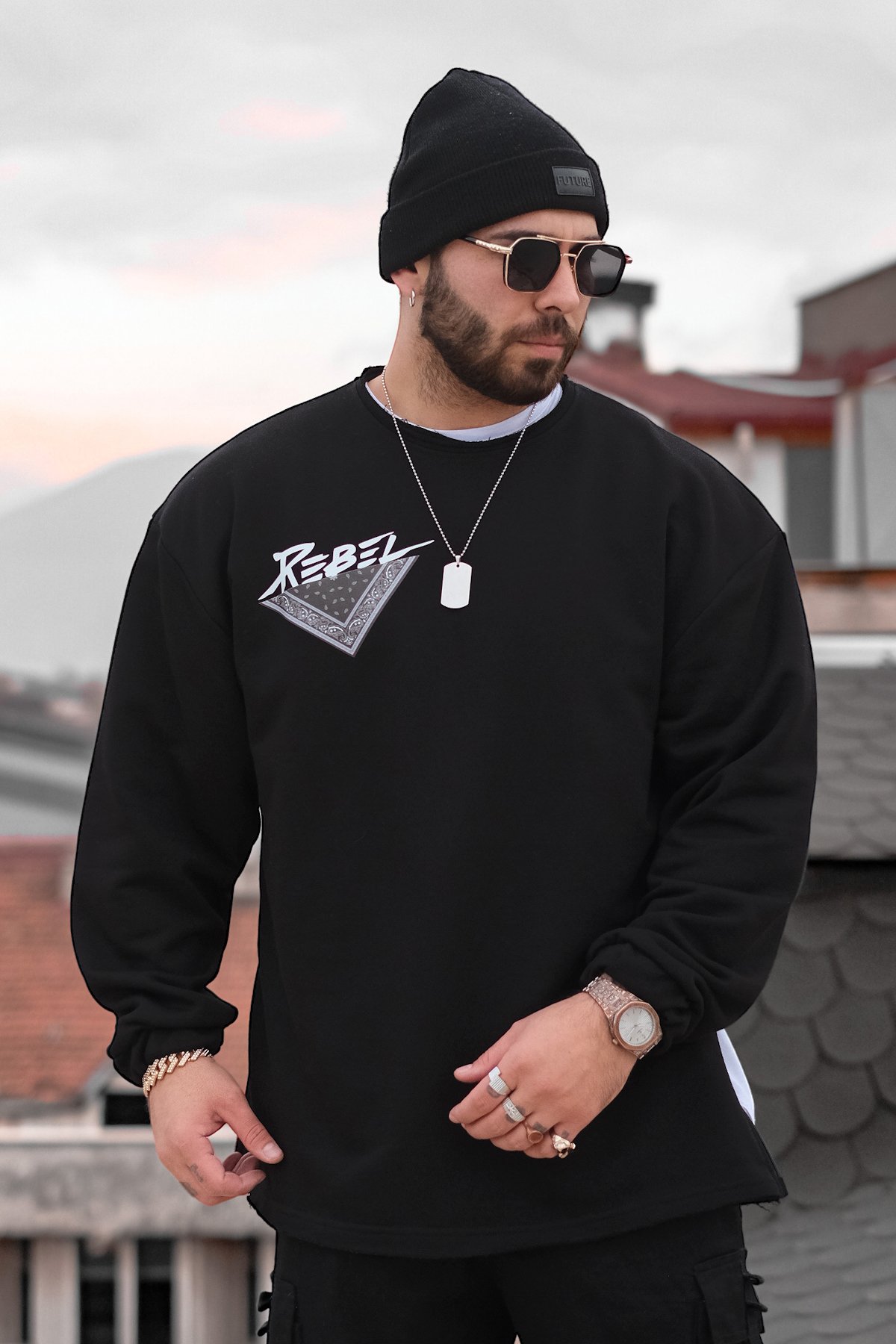 808 ”Rebel” Oversıze Fermuar Yırtmaç Sweatshırt