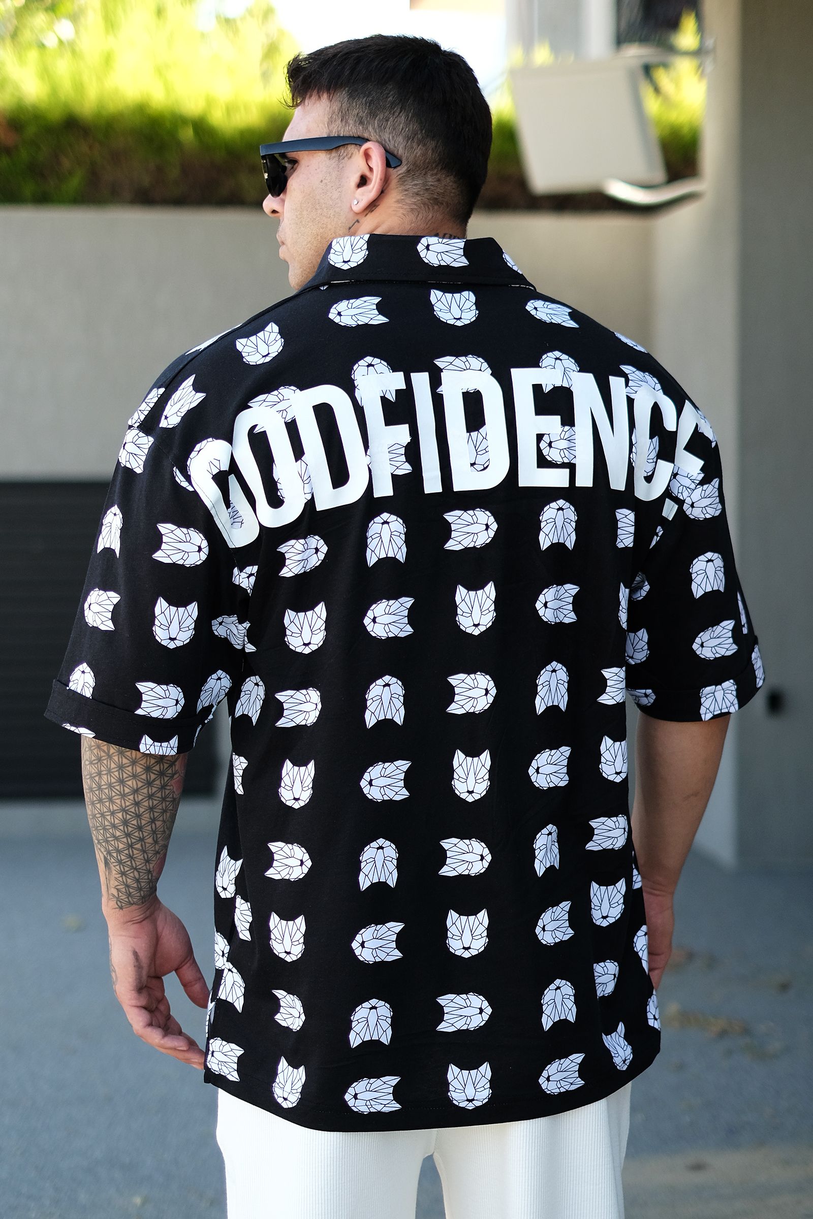 808 Godfidence Baskılı Oversize Yakalı Tişört