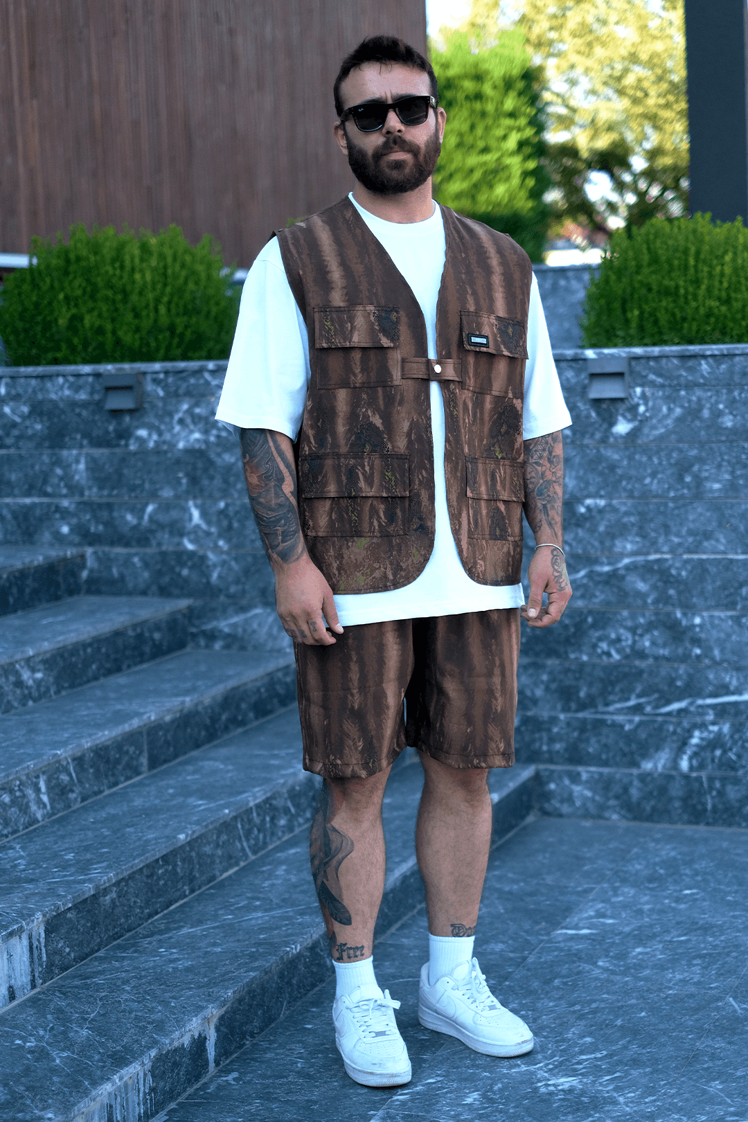808 Timberline Desen Oversize Takım (Yelek + Şort)