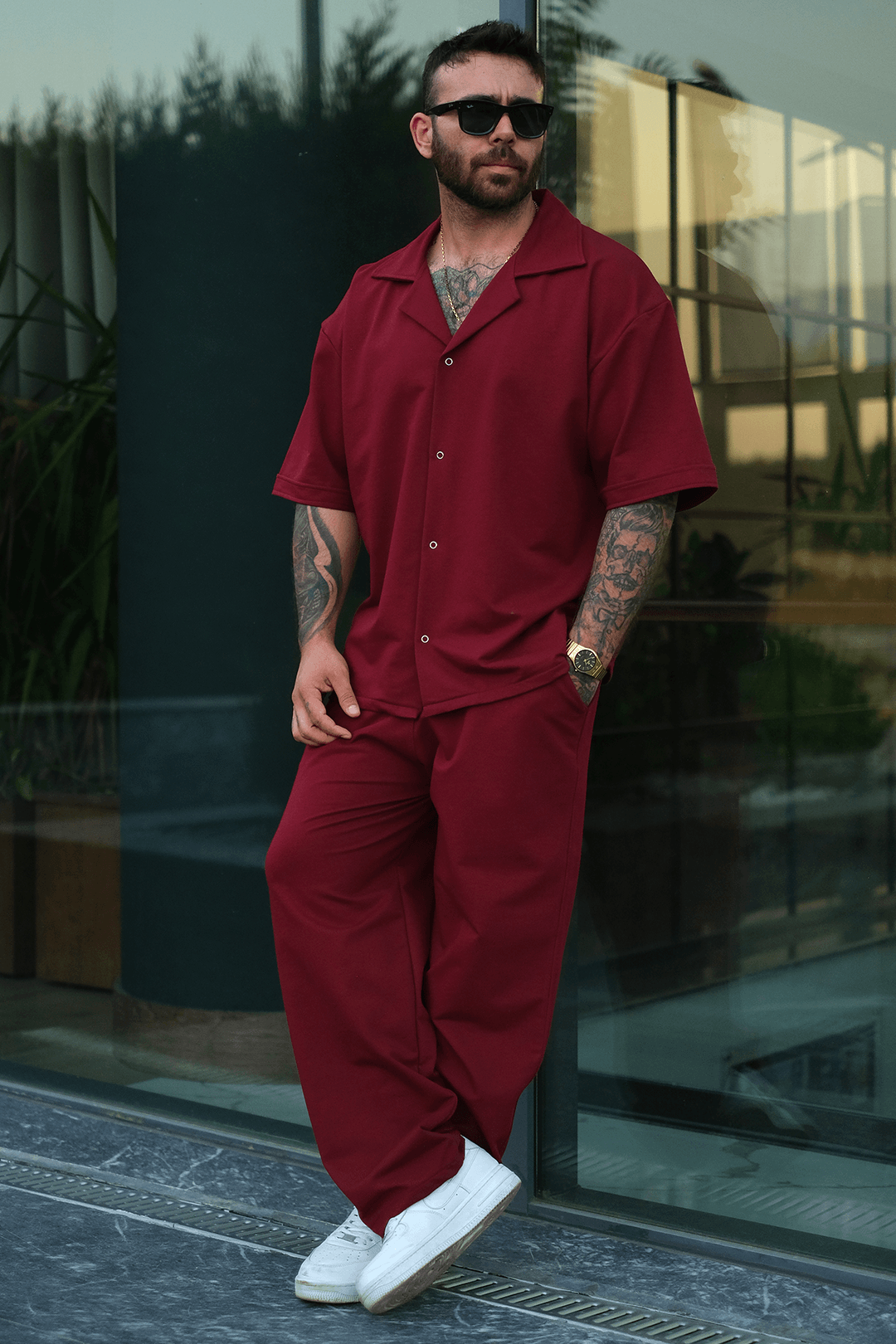808  Desen Oversize Takım ( Gömlek + jogger )