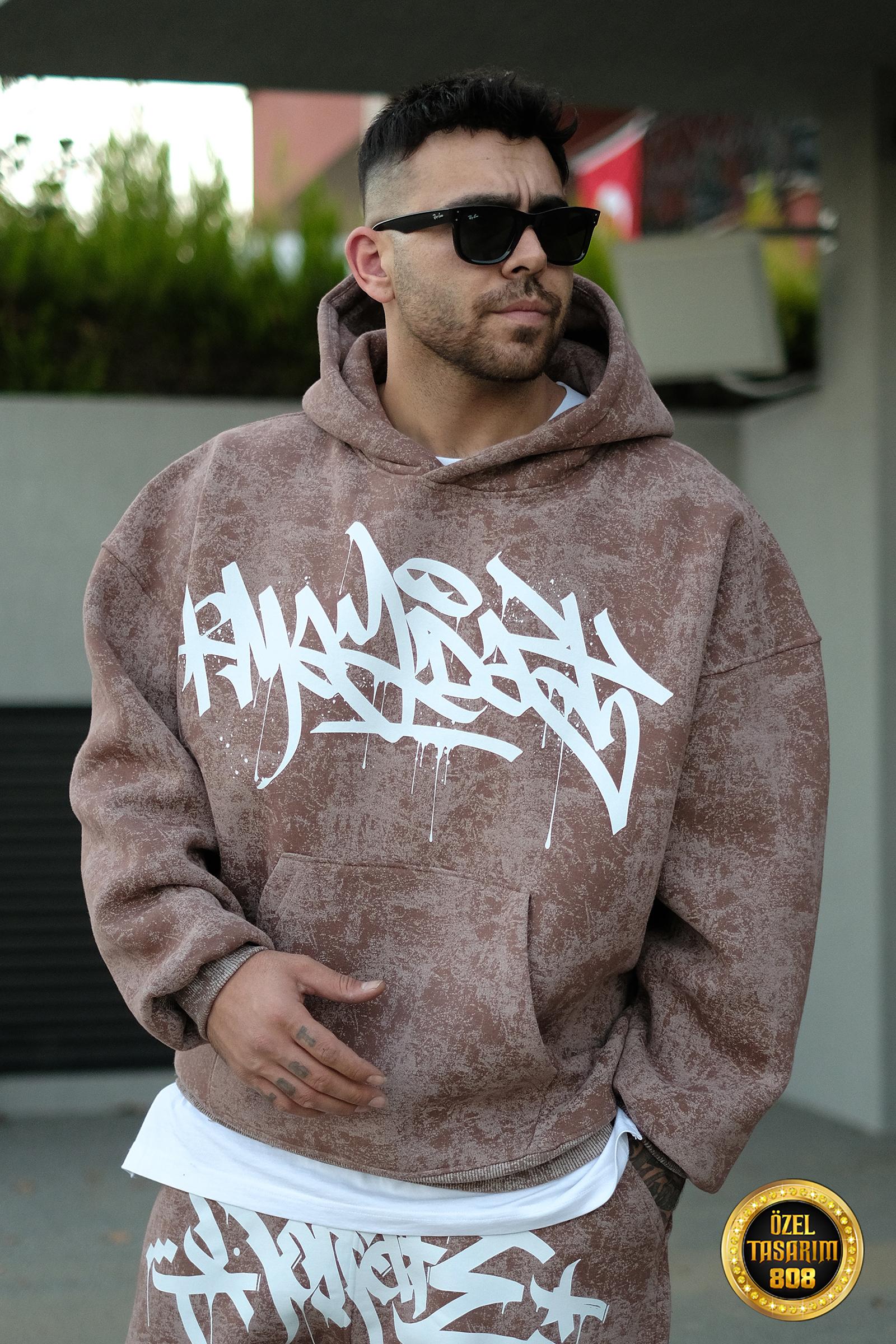 808 Tag Baskılı Özel Tasarım Oversize Hoodie