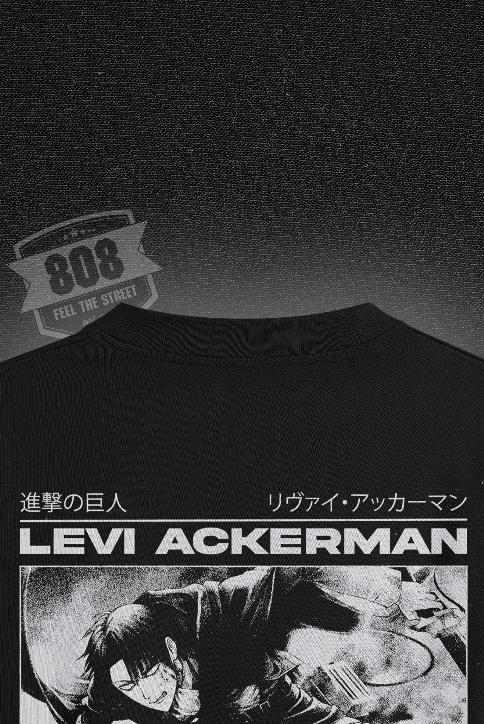 808 " Levi Ackerman " Baskılı Oversize Tişört