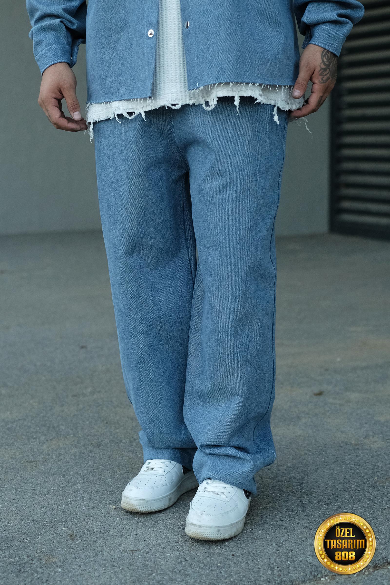 808 Oversize Retro Mavi Kot Jogger