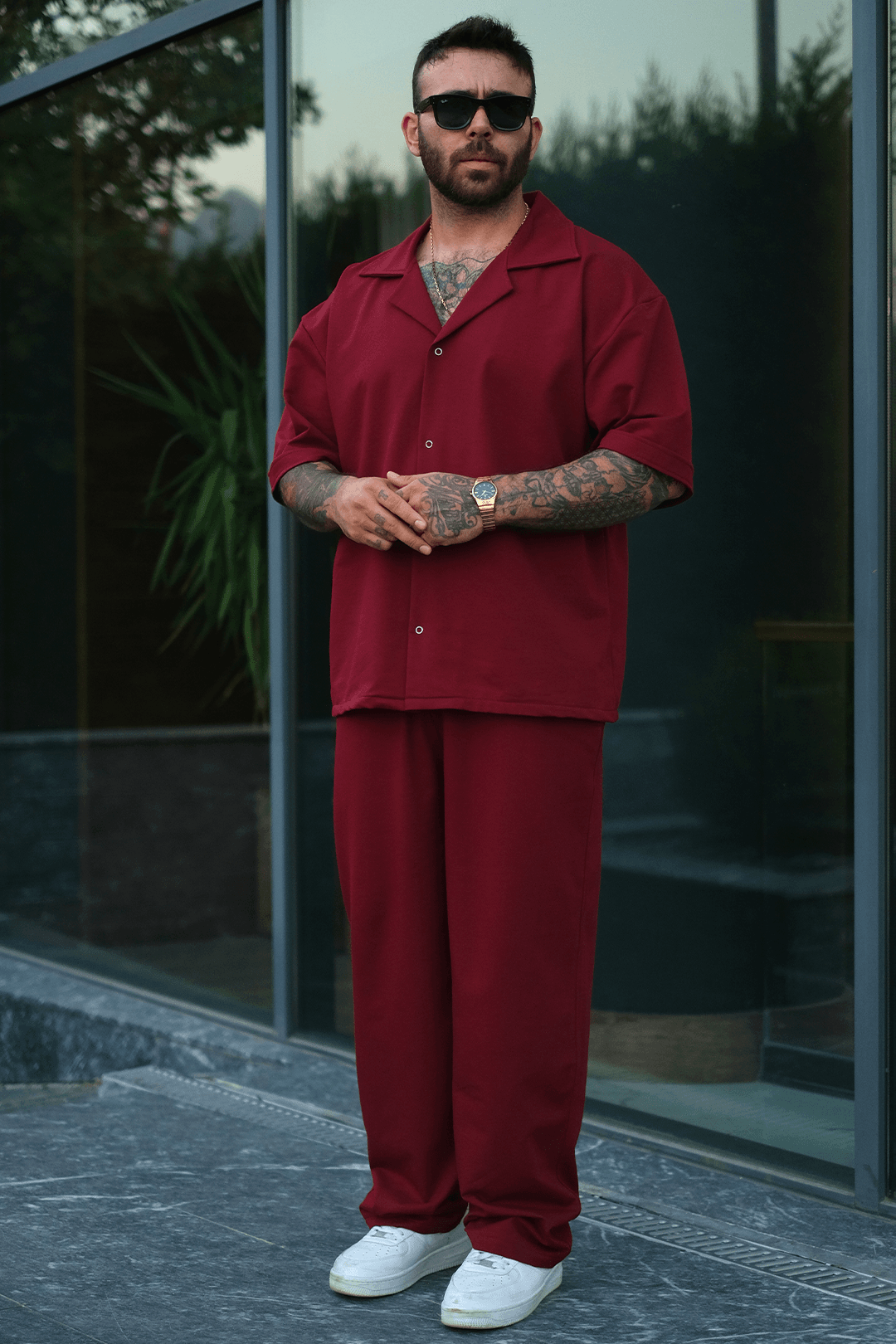 808  Desen Oversize Takım ( Gömlek + jogger )