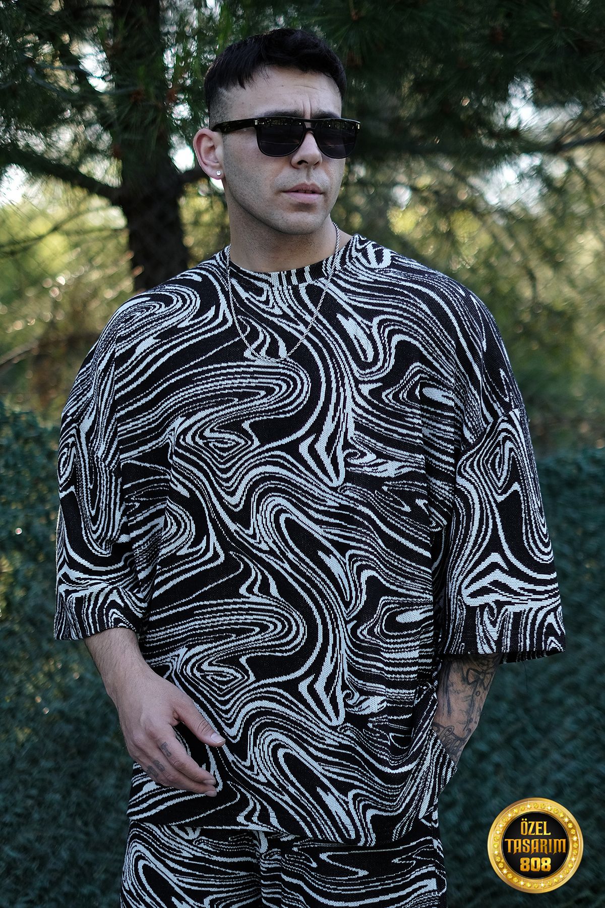 808 Tribal Desen Özel Tasarım Oversize Tişört
