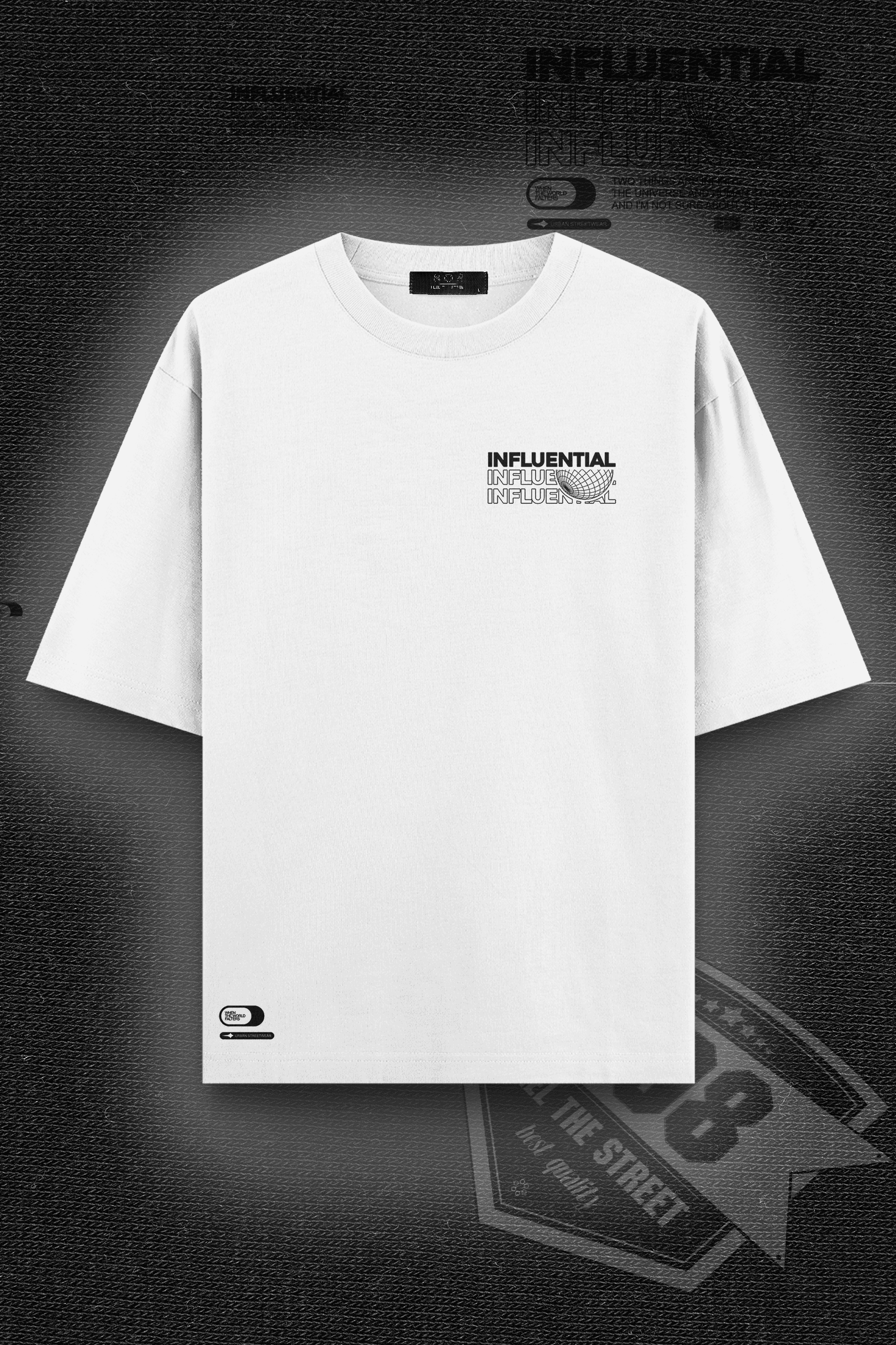 808 Infuential Baskılı Oversize Tişört - Beyaz