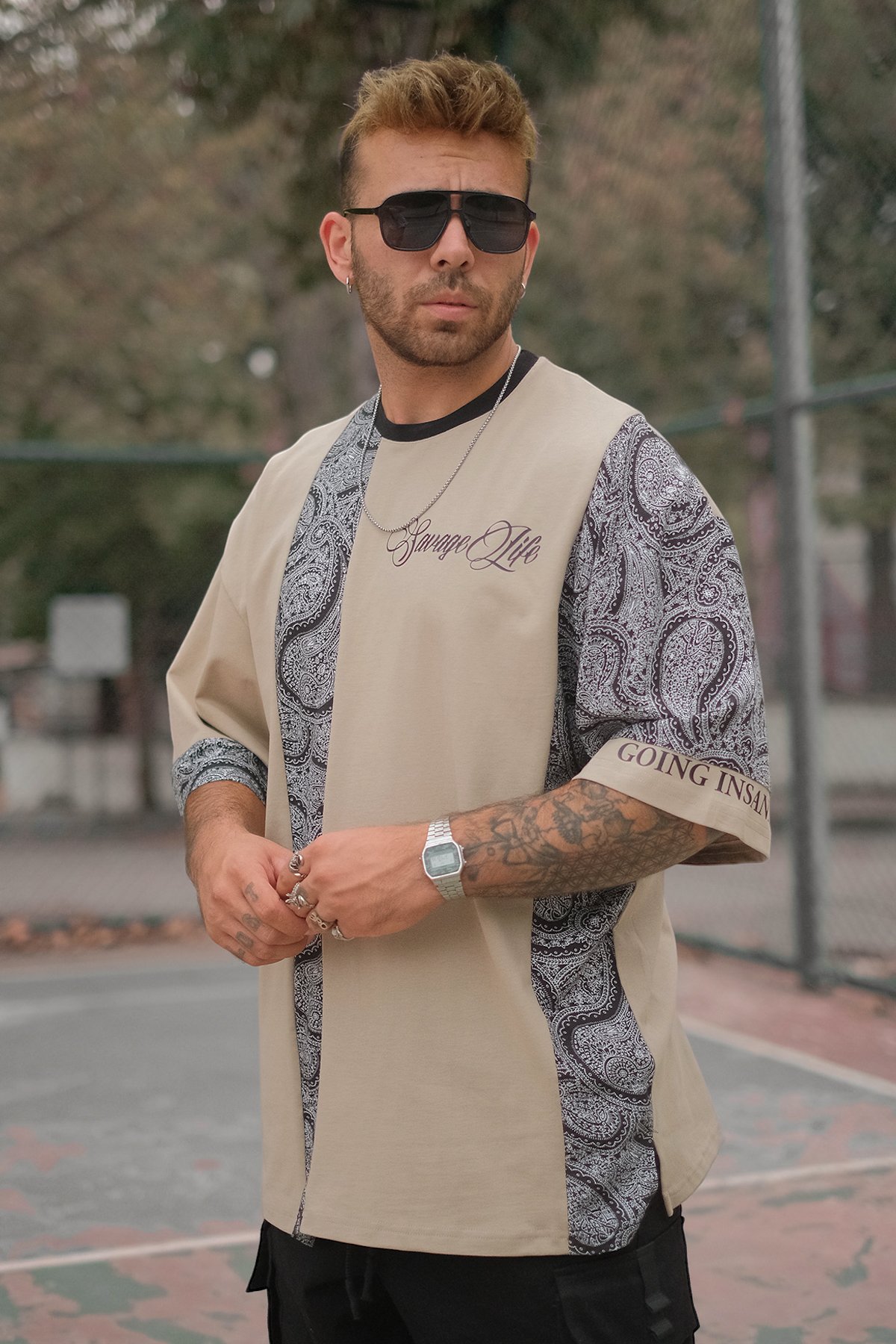 808 Kontrast Baskılı Oversize Tişört