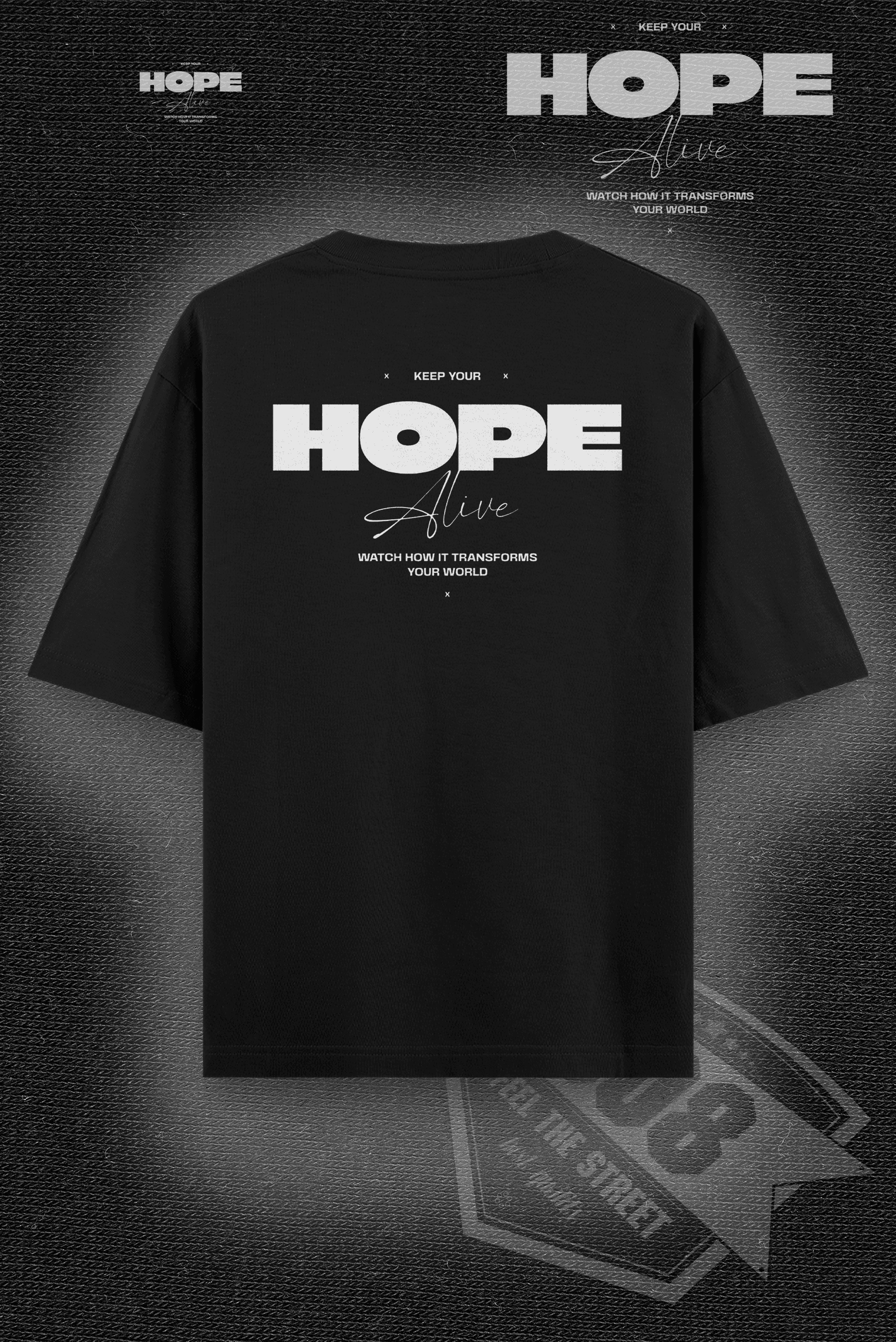 808 Hope Baskılı Oversize Tişört - Siyah
