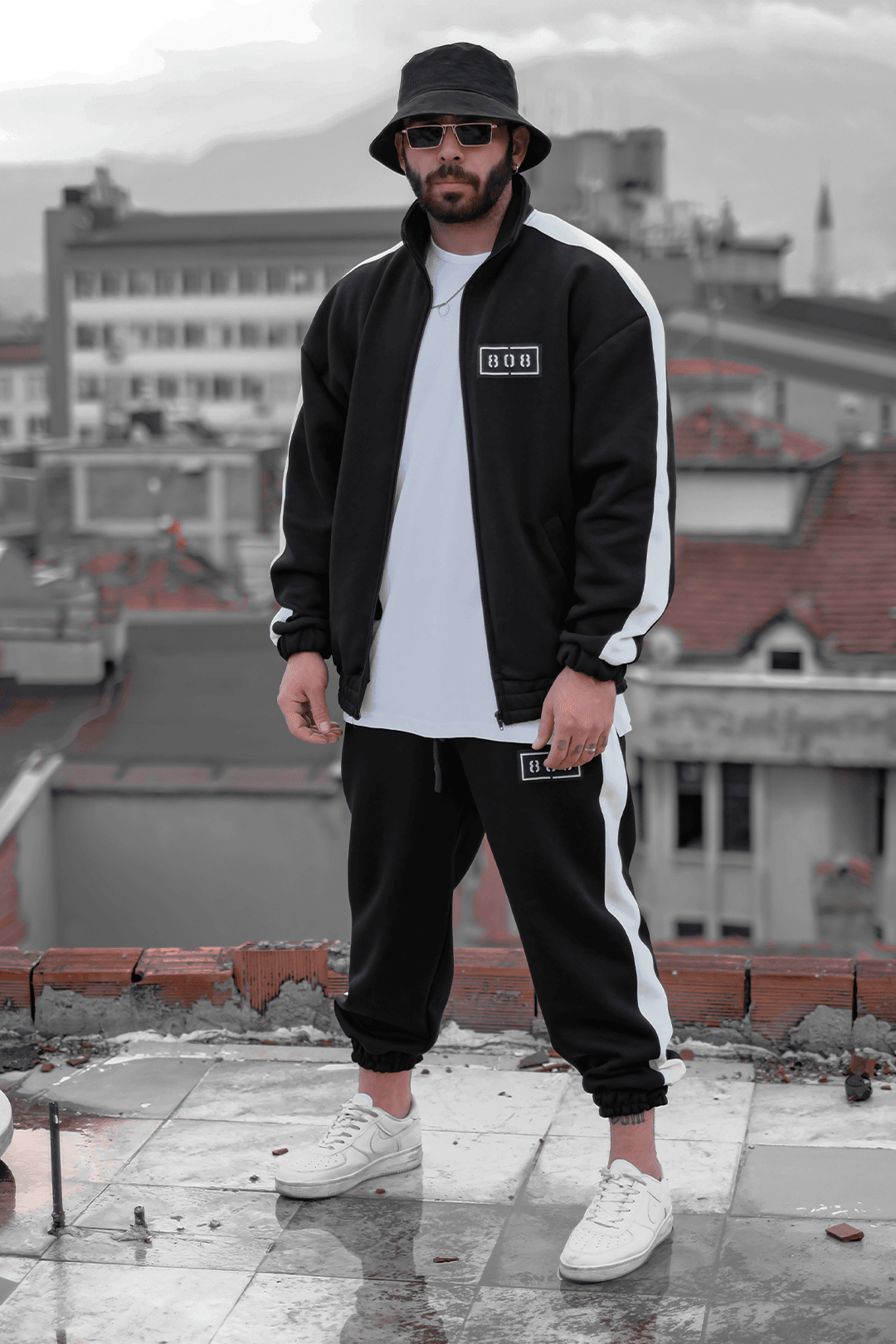 808 Şerit Kontrast Oversize Takım (Ceket + Jogger )